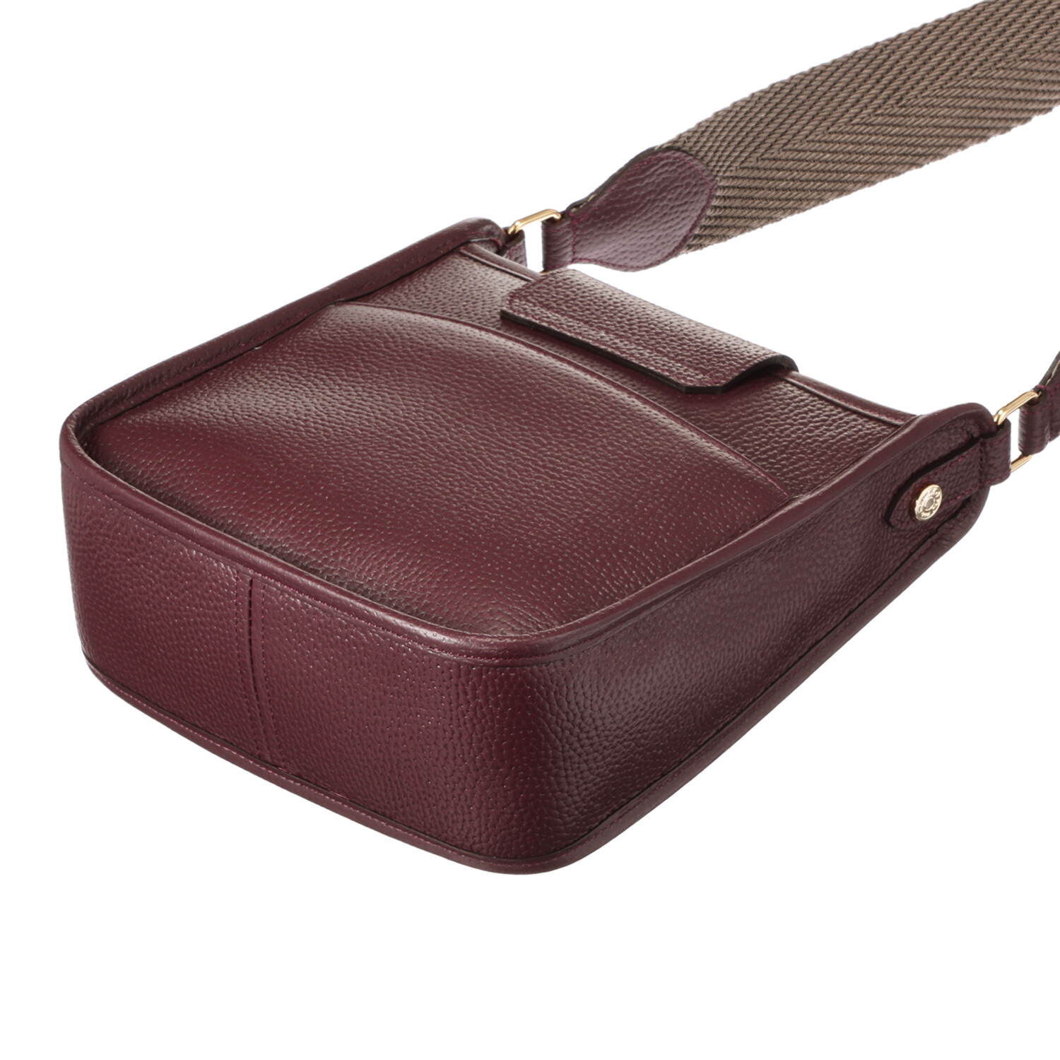 エーディーエムジェイ 牛革シュリンク型押し ターンロック クロスボディバッグ