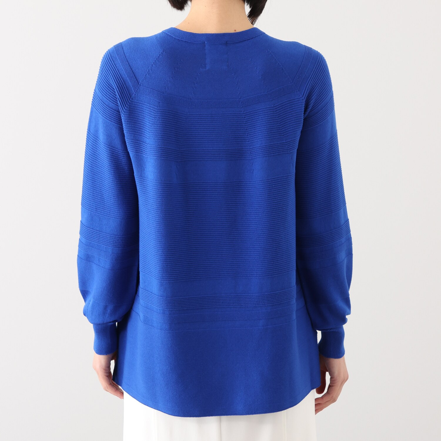 アール　アンド　エム フェルガーナ 日本製　立体編 ウズベキスタン産コットン 地柄ボーダー チュニックプルオーバー