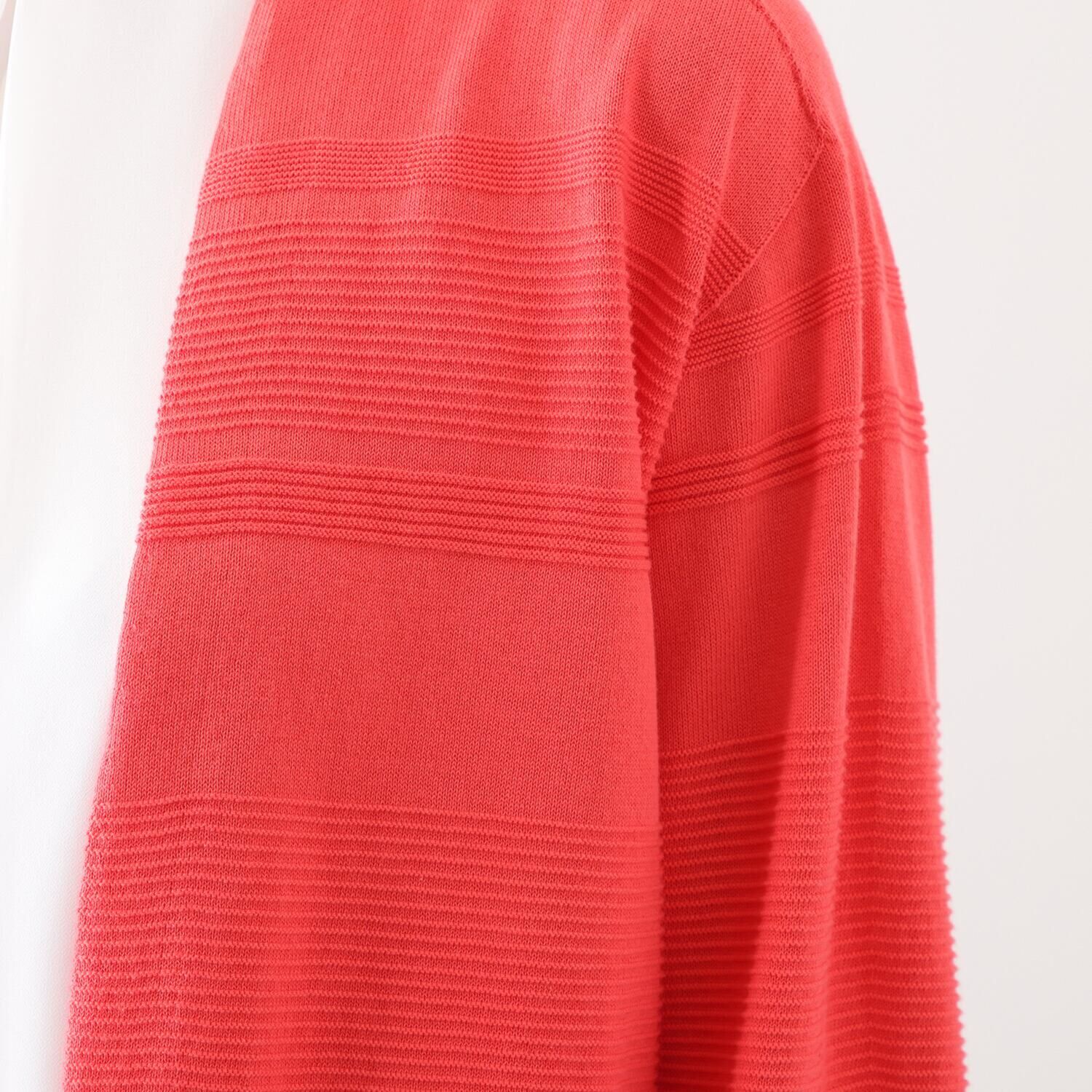 アール　アンド　エム フェルガーナ 日本製　立体編 ウズベキスタン産コットン 地柄ボーダー カーディガン