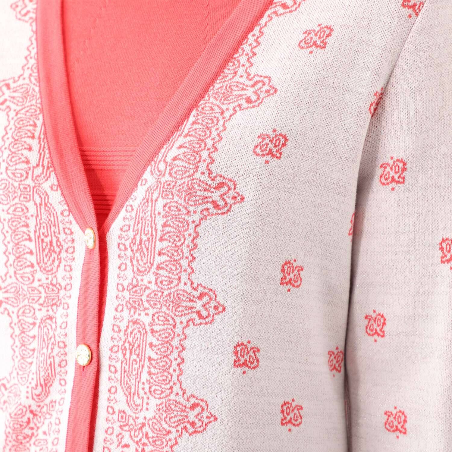 アール　アンド　エム フェルガーナ 日本製　ウズベキスタン産 コットン使用 ジャガード Ｖネックカーディガン