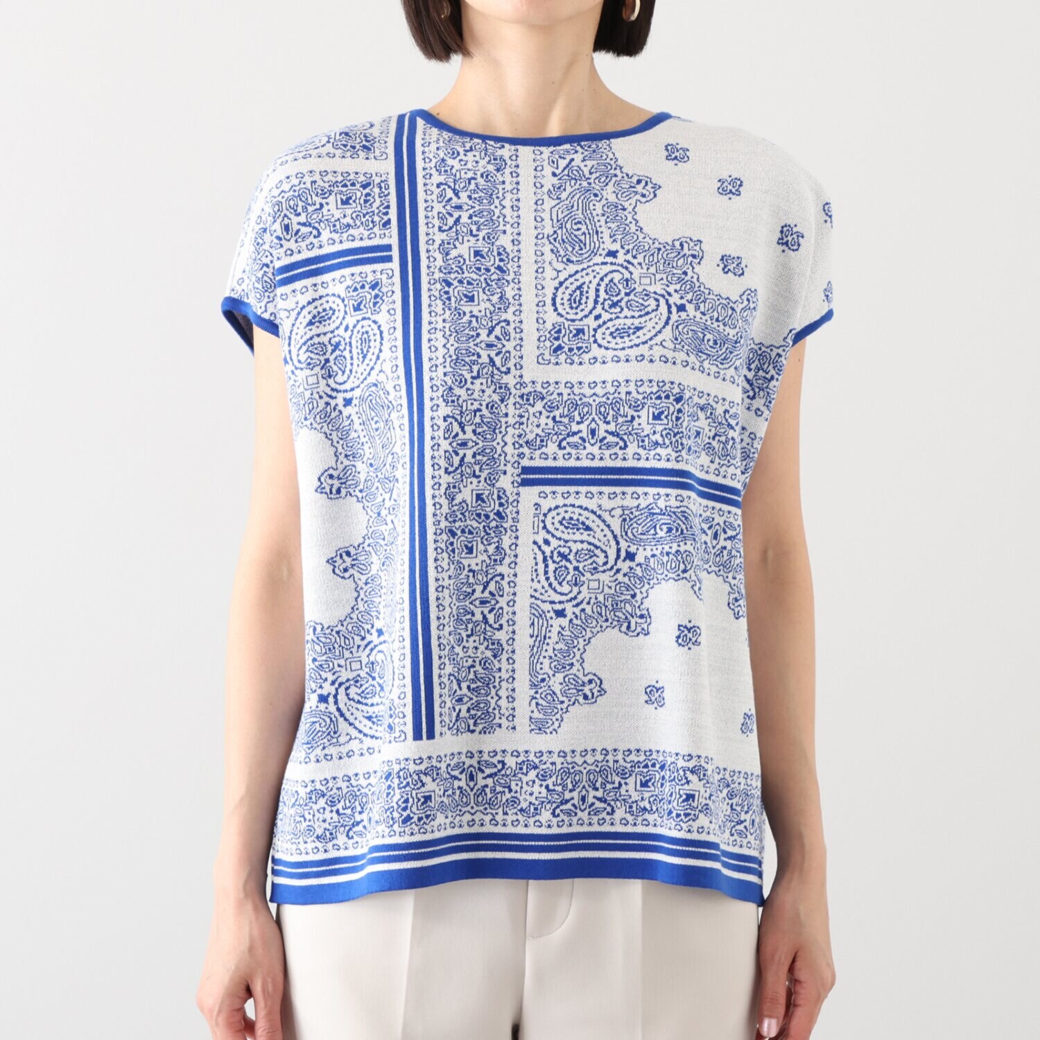 アール　アンド　エム フェルガーナ 日本製　ウズベキスタン産 コットン使用 ジャガードプルオーバー