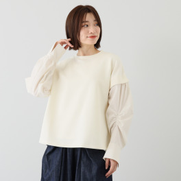 コモエリークローゼット ボリュームスリーブ フェイクレイヤード トップス
