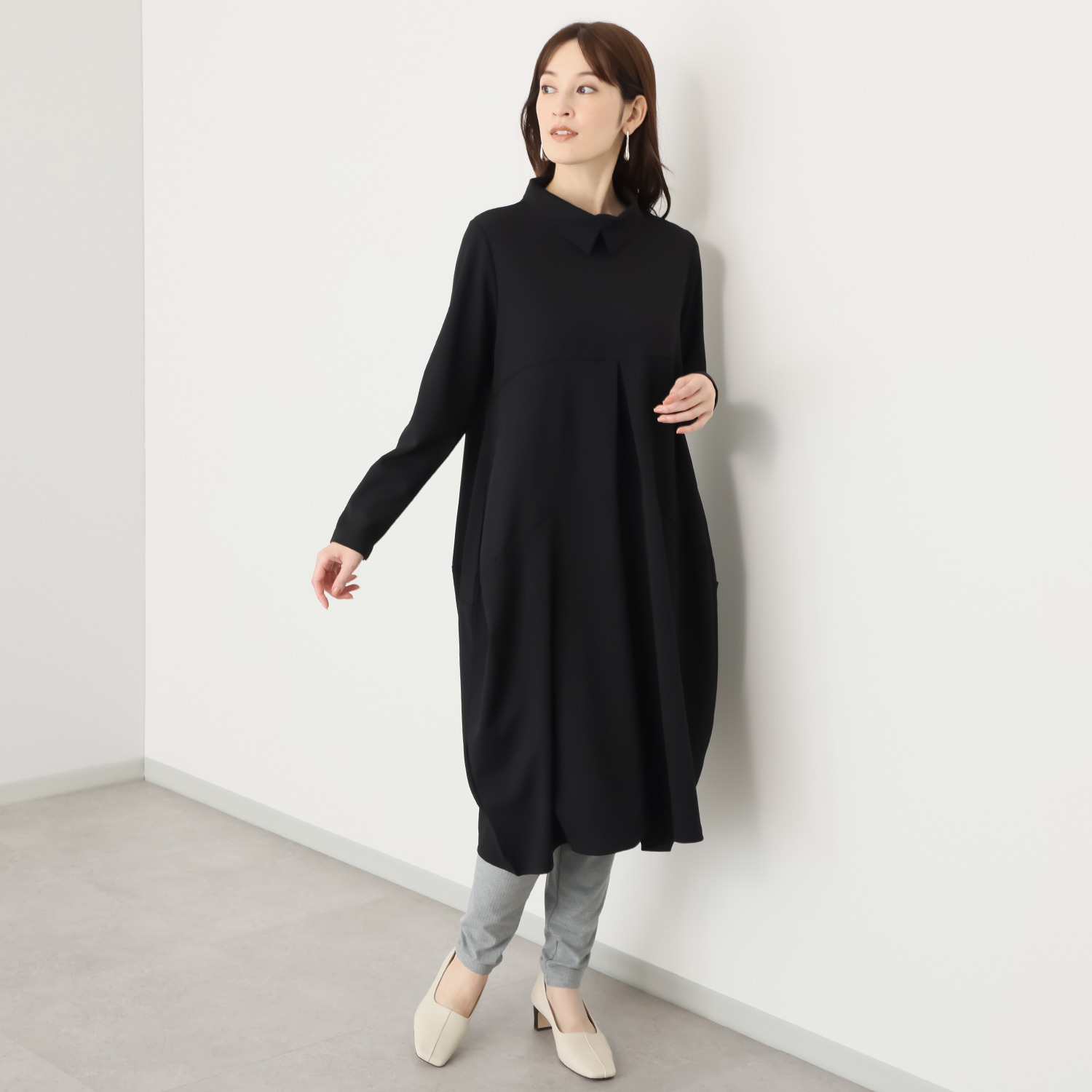 ヒロコ　デシネール 指１本のゆとり マチ付きソフトリブ １２分丈 レギンスパンツ