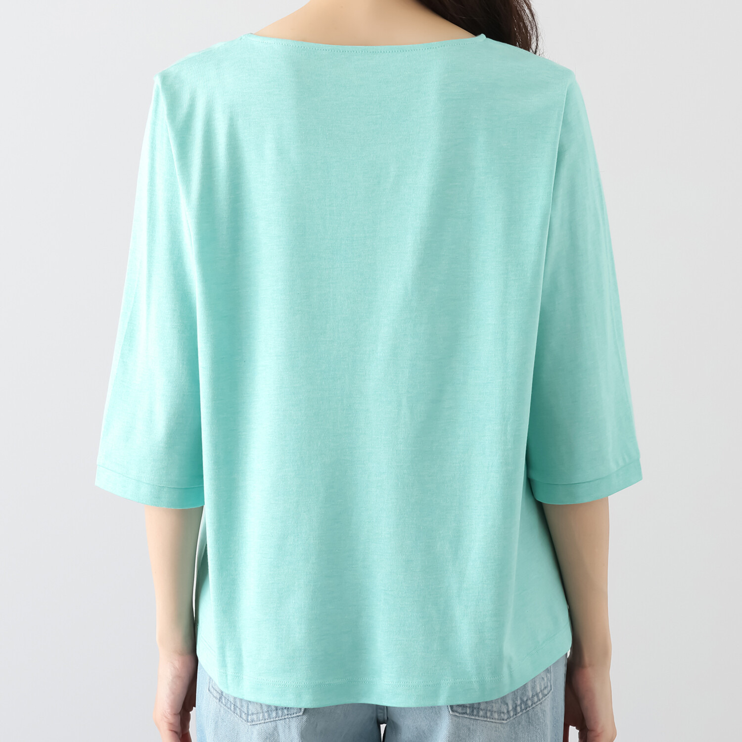 ソアージュ 希少なスビン綿１００％ とろける肌触りと 上品な光沢 七分袖ボートネック カットソープルオーバー