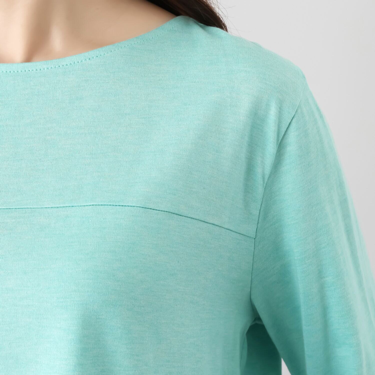 ソアージュ 希少なスビン綿１００％ とろける肌触りと 上品な光沢 七分袖ボートネック カットソープルオーバー