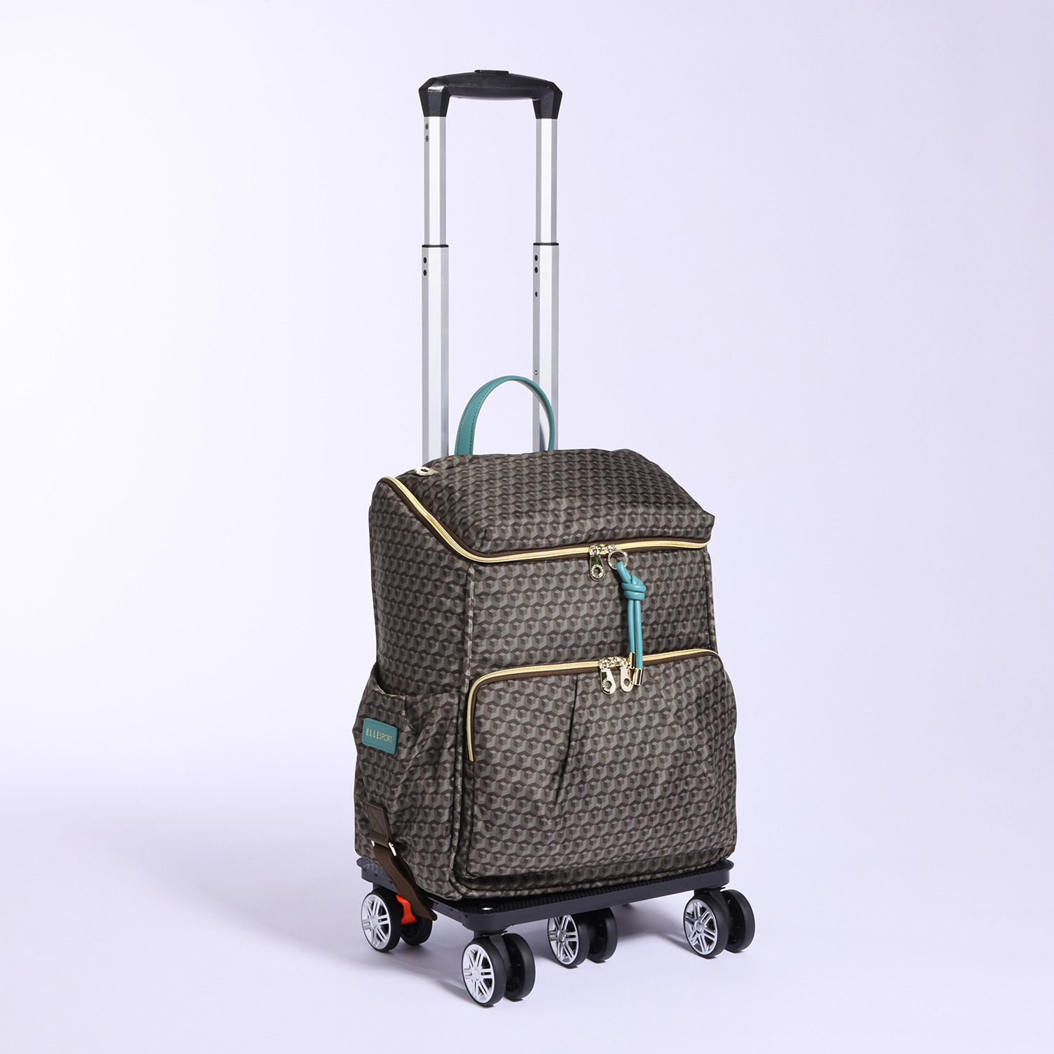 ＥＬＬＥ　ＳＰＯＲＴ はっ水 キューブ柄 ルリエシリーズ リュックにもなる 多機能キャリーケース