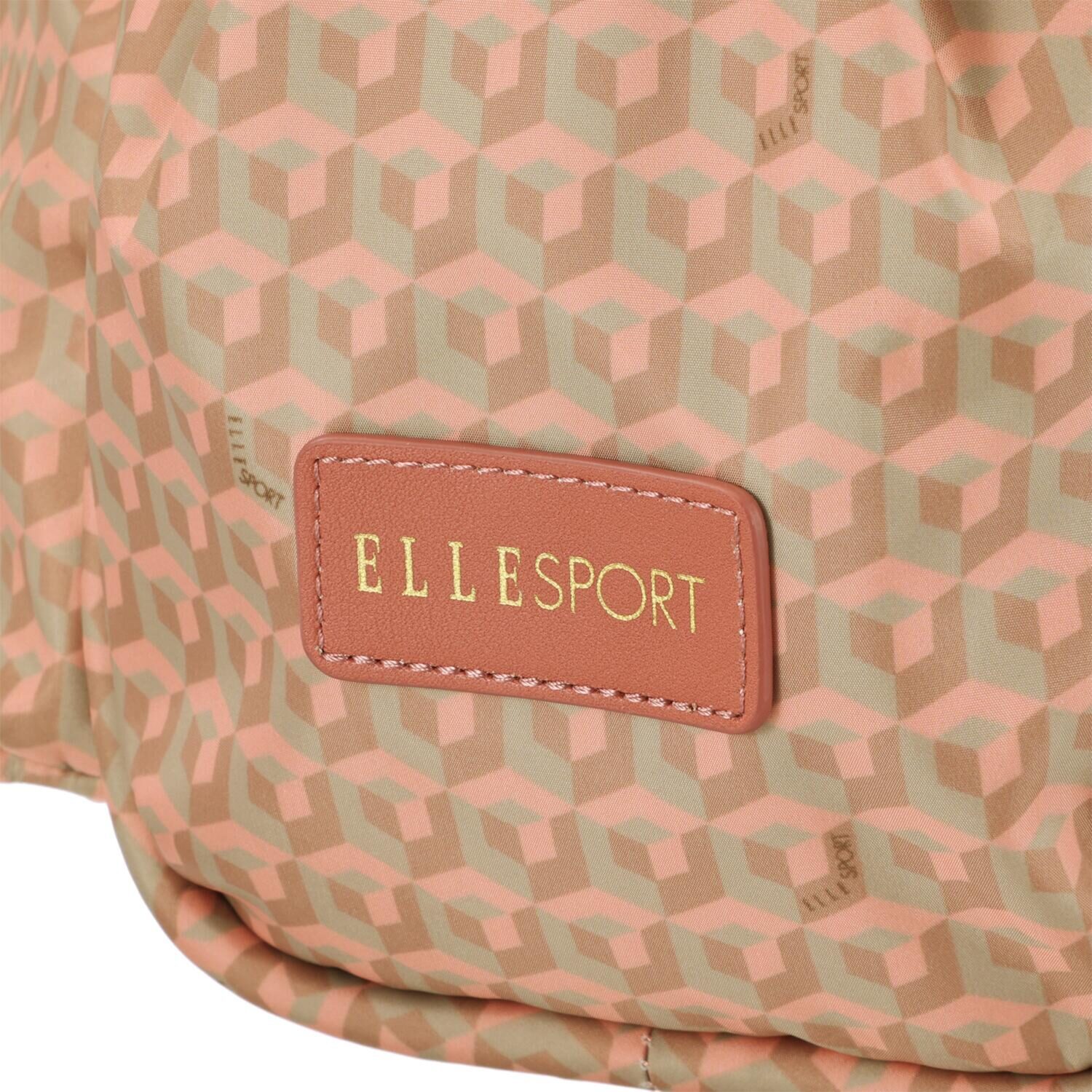 ＥＬＬＥ　ＳＰＯＲＴ はっ水 キューブ柄 ルリエシリーズ ２ウェイボストンバッグ