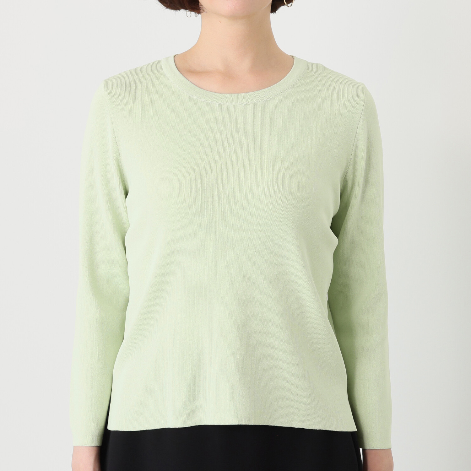 ルクオーレ きれい見え 総針編 九分袖 ニットプルオーバー