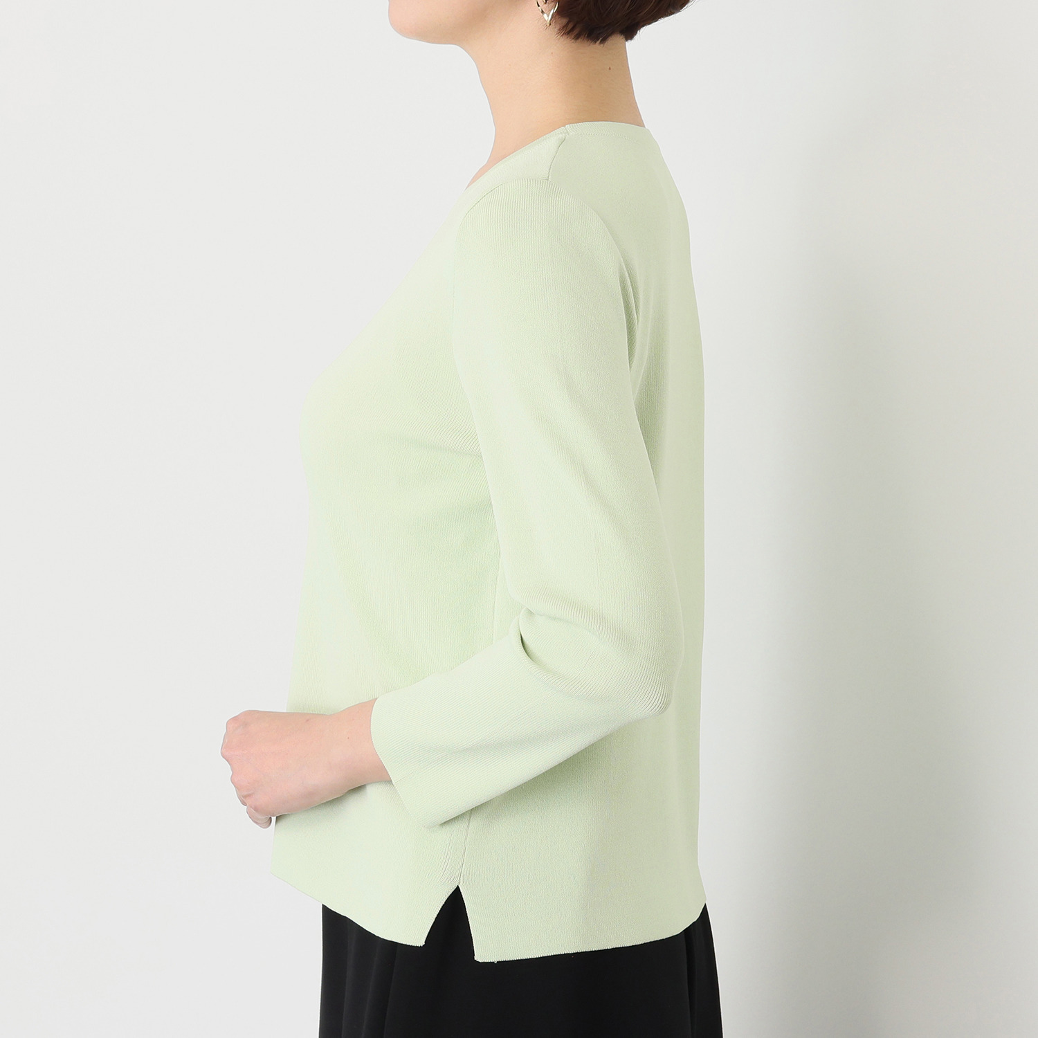 ルクオーレ きれい見え 総針編 九分袖 ニットプルオーバー