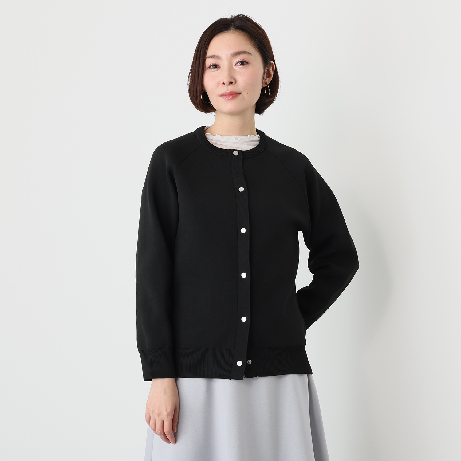 ルクオーレ 軽く羽織れる ハーフミラノリブ編 ニットブルゾン