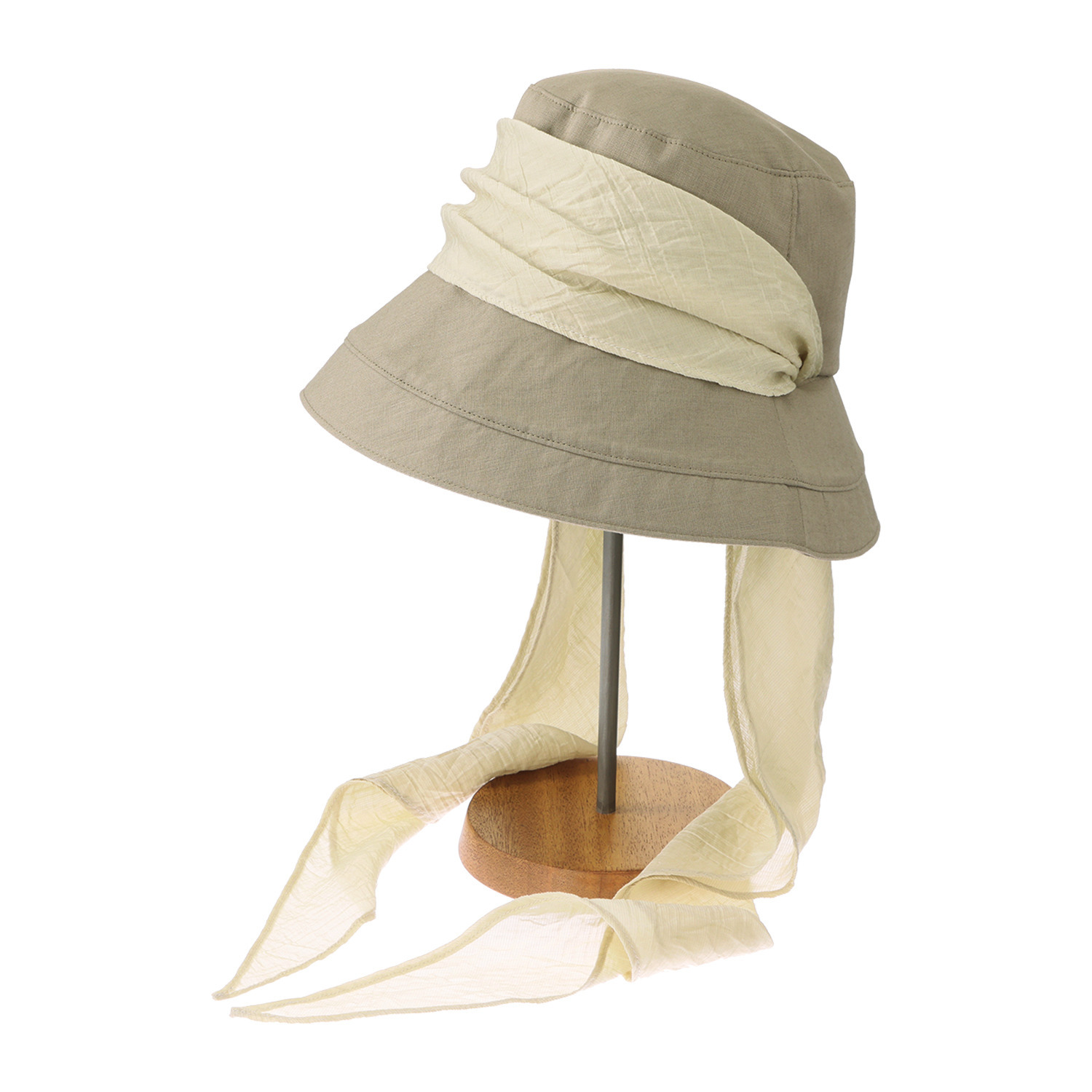 ミリーセヴァルセン マルチスカーフ付 ＵＶカット コットンリネンの 深めな帽子