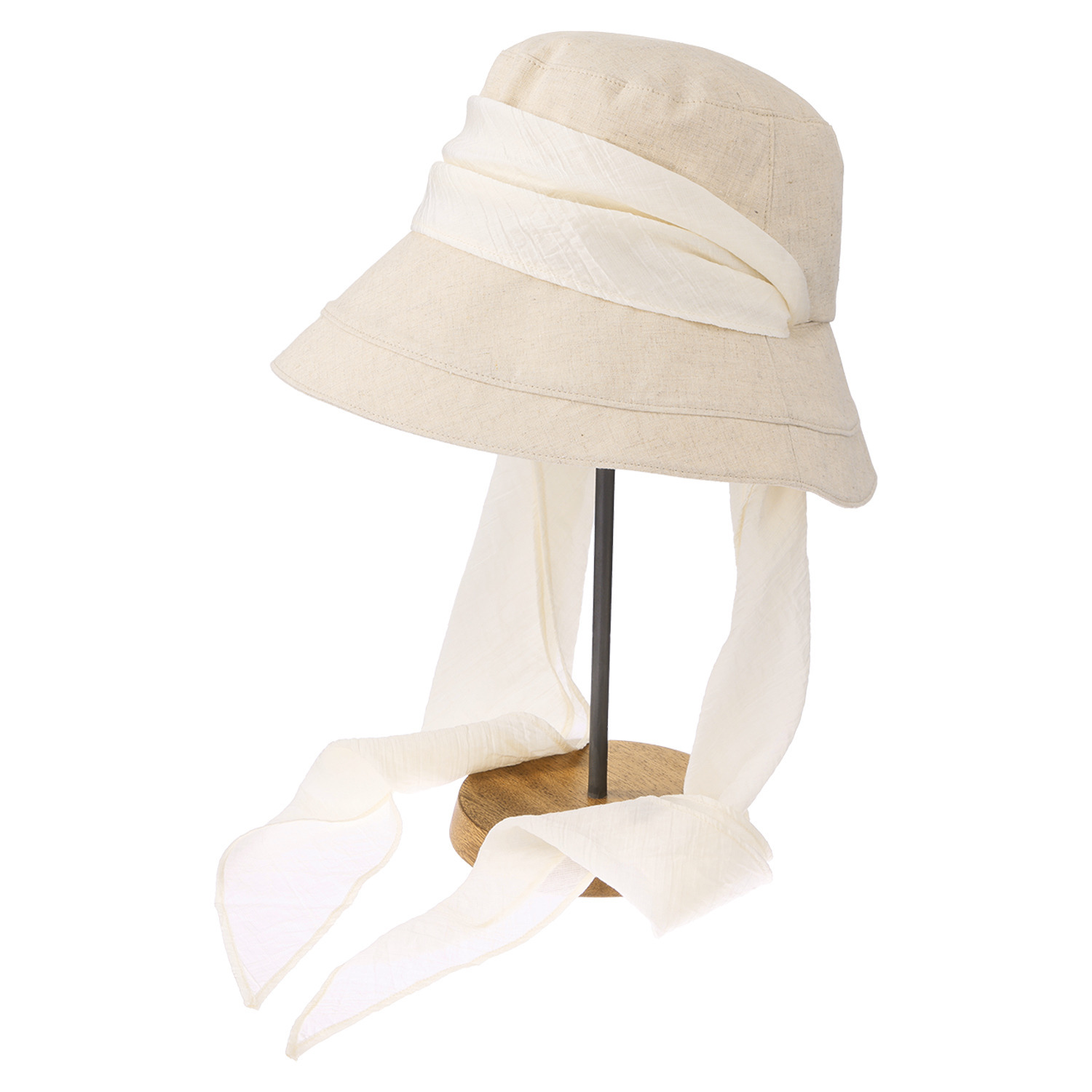 ミリーセヴァルセン マルチスカーフ付 ＵＶカット コットンリネンの 深めな帽子
