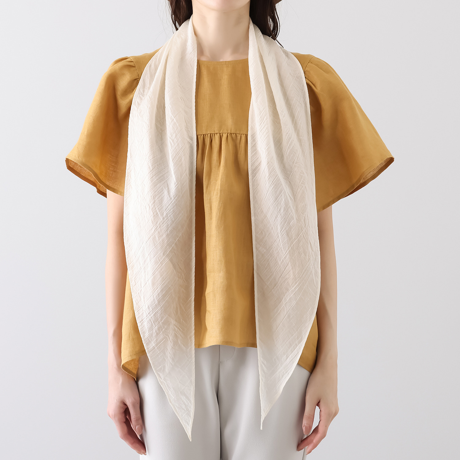 ミリーセヴァルセン マルチスカーフ付 ＵＶカット コットンリネンの 深めな帽子