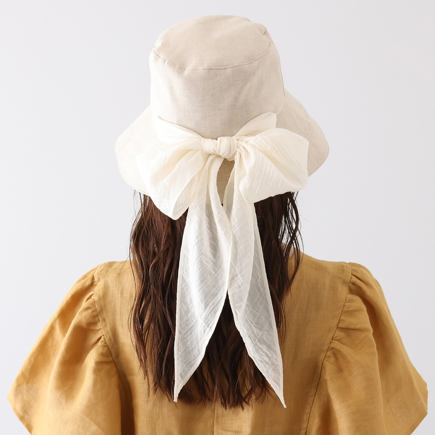 ミリーセヴァルセン マルチスカーフ付 ＵＶカット コットンリネンの 深めな帽子