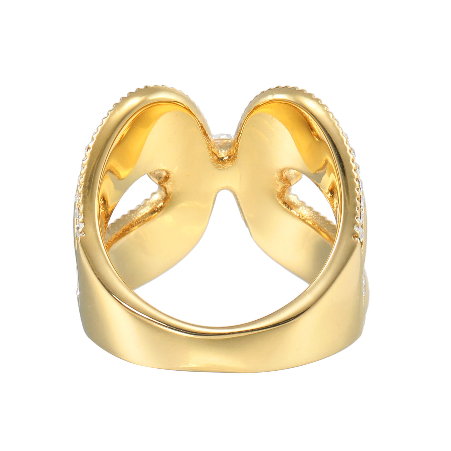 アビステ ウォッチ＆アクセサリーズ ステンレス クリスタルガラス オープンワークリング