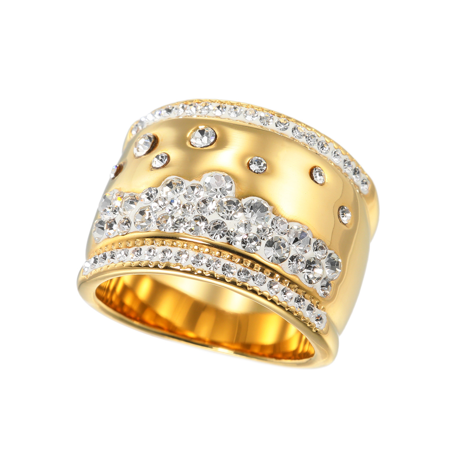 アビステ ウォッチ＆アクセサリーズ ステンレス クリスタルガラス ドットデザインリング