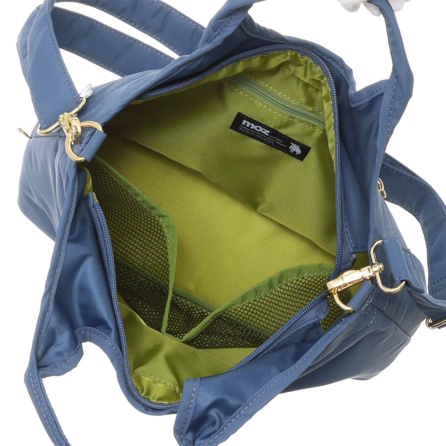 モズ エルクデザインチャーム付 はっ水ナイロン 超軽量 ２ウェイトートバッグ