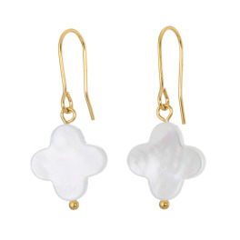 キラレ ステンレス マザーオブパール クローバーモティーフ ピアス