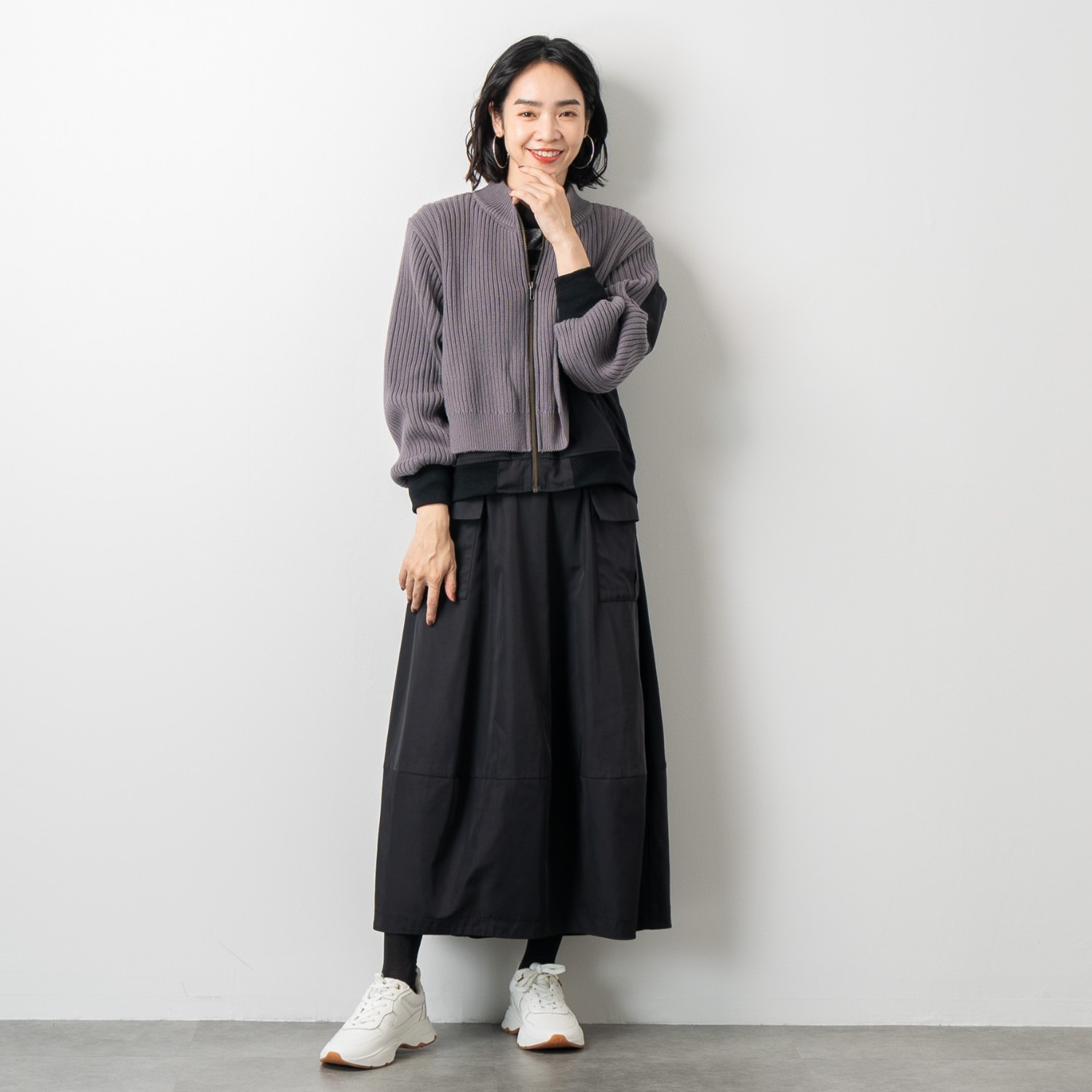 オン　ザ　エッジ バレルシルエットが新しい 大人テイストが光る ワークポケット ロングスカート