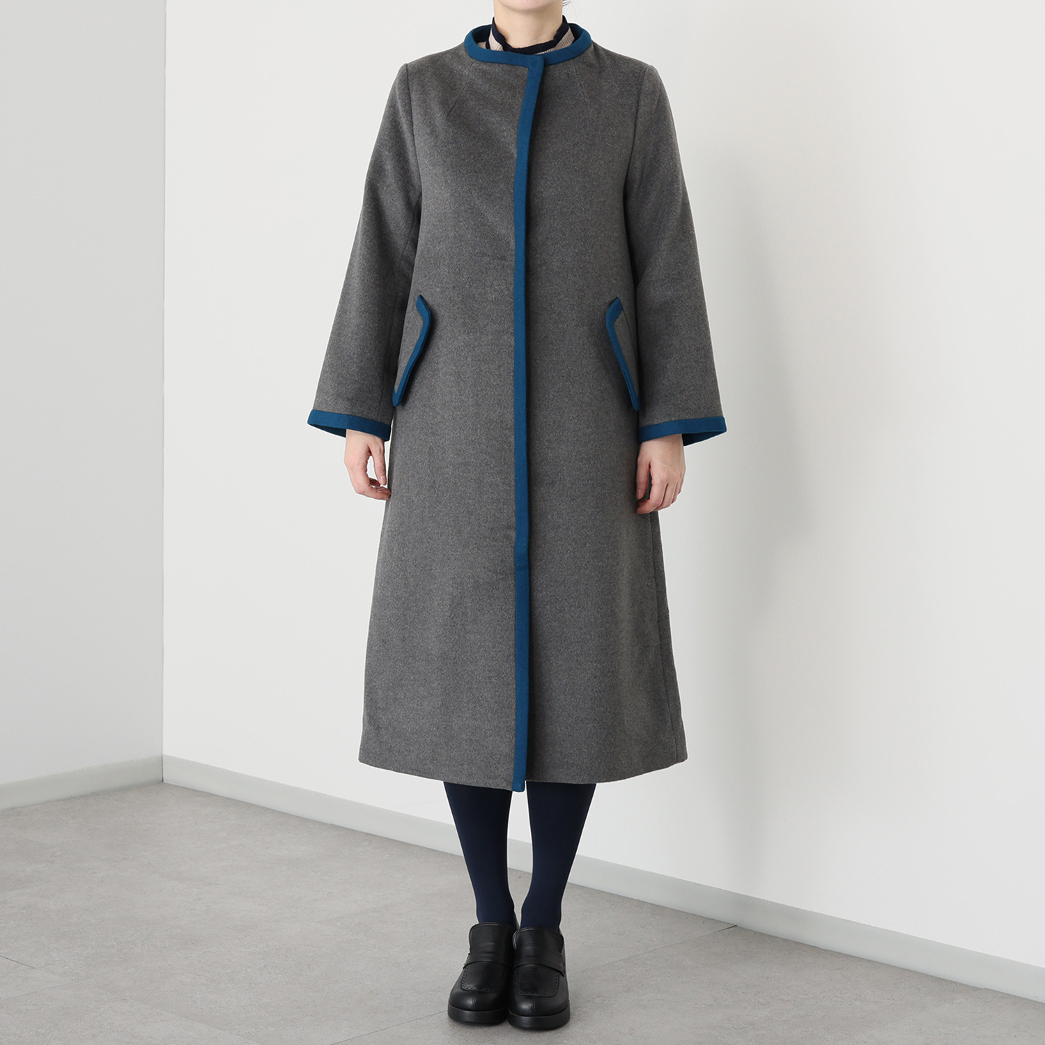 エムジェイアール　バイ マチコ　ジント　ロンドン ウールブレンド 配色アクセント ボトルネックコート