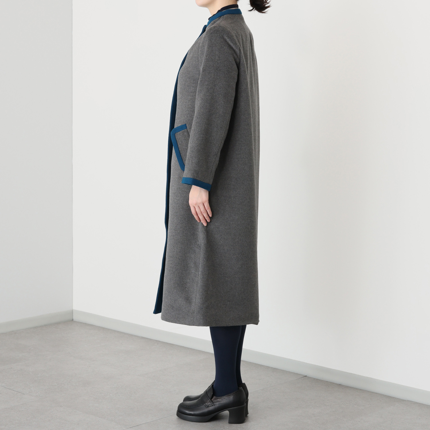エムジェイアール　バイ マチコ　ジント　ロンドン ウールブレンド 配色アクセント ボトルネックコート