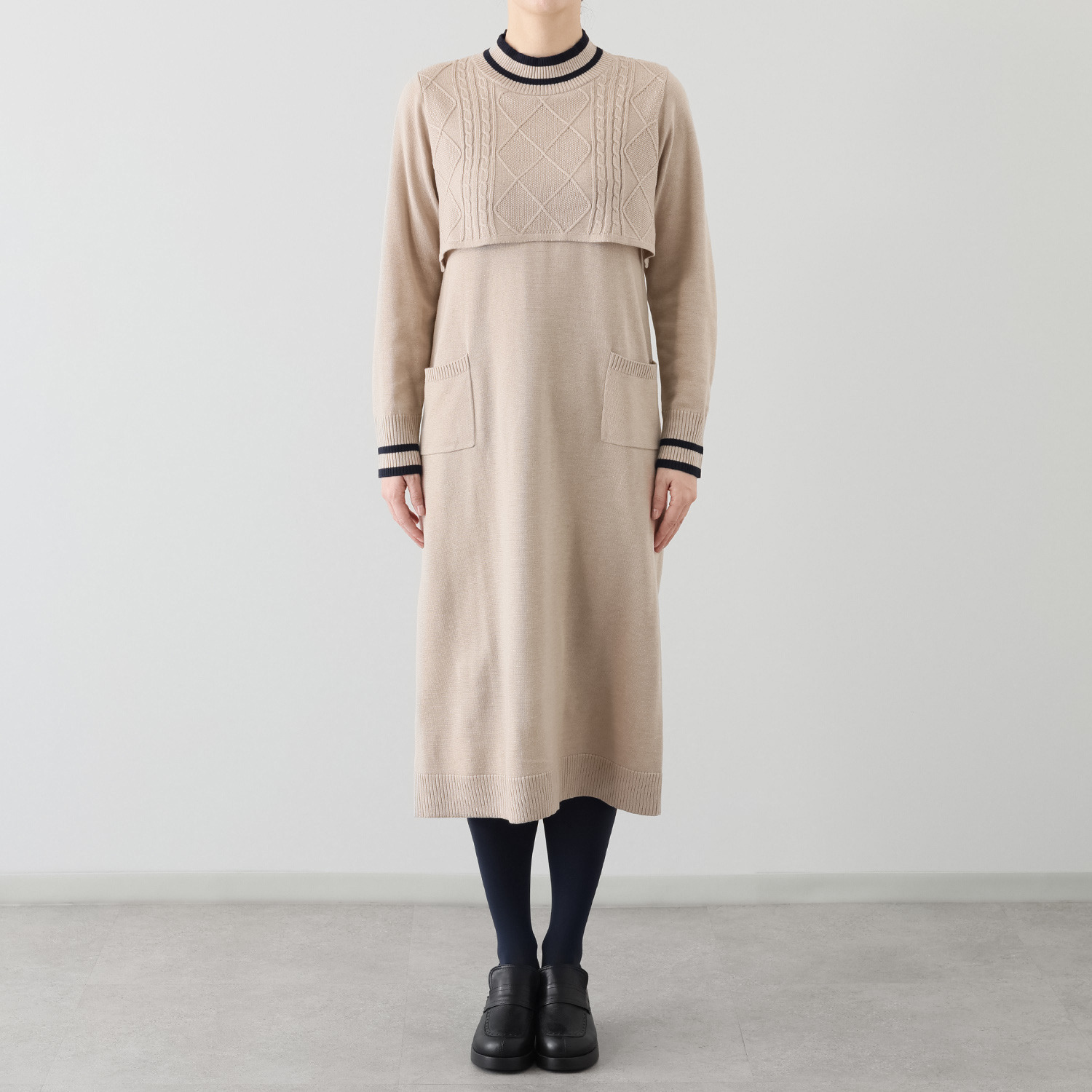 エムジェイアール　バイ マチコ　ジント　ロンドン 配色アクセント ニットワンピース