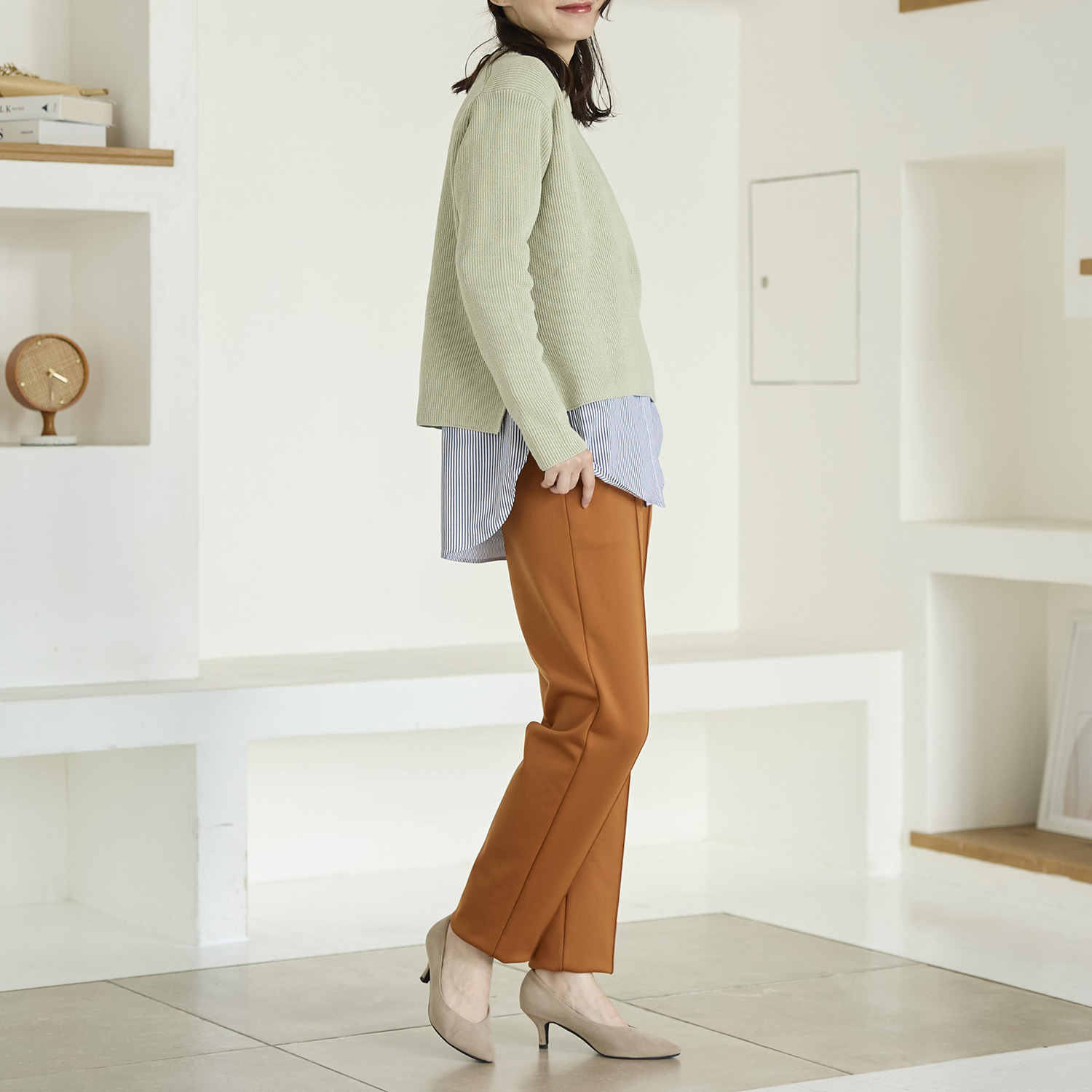 ＴＡＫＵＭＩＢＡ すふれ起毛プラス 保温 イージー テーパードスラックス