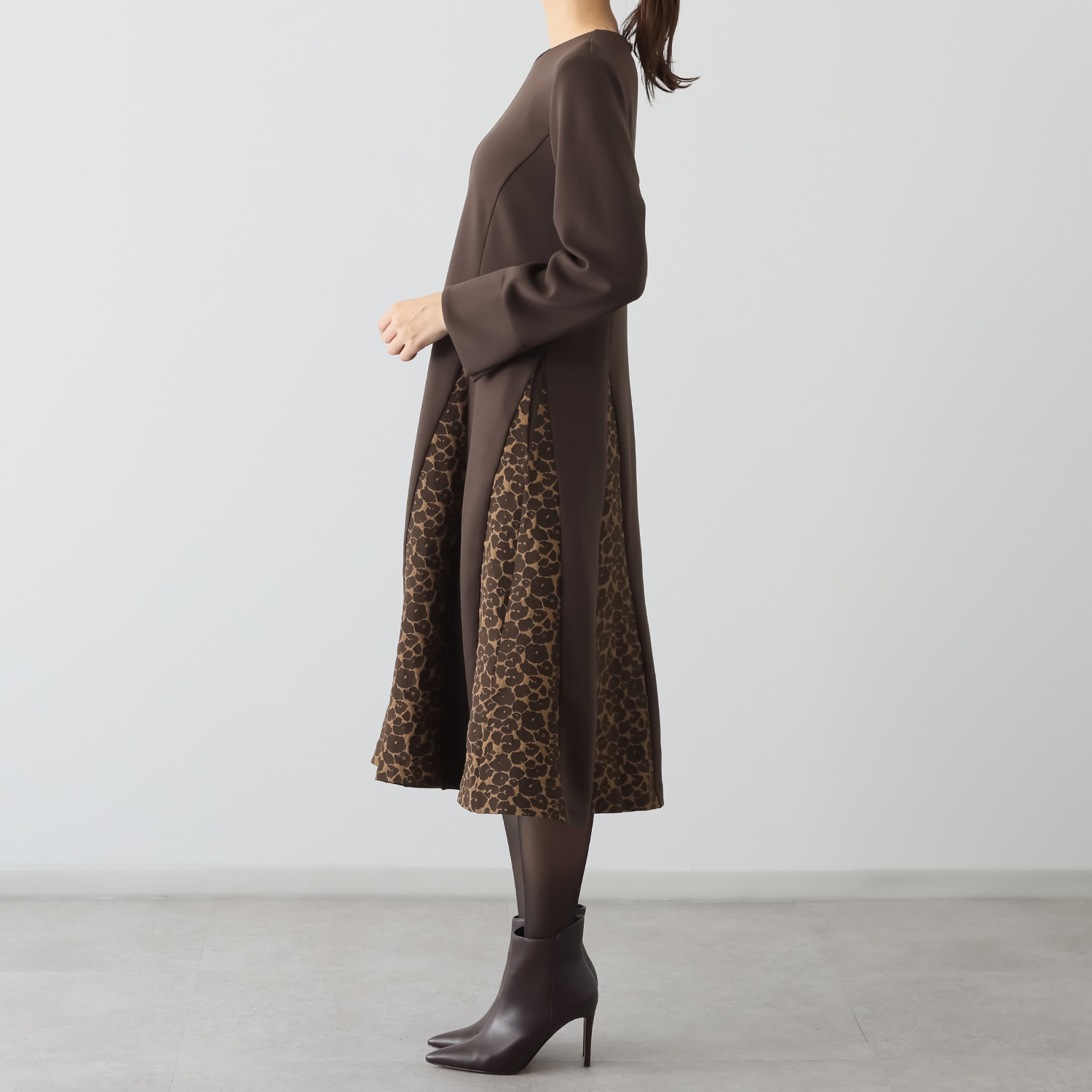 マダムヒロコ ジャガードフレアー 切替ワンピース