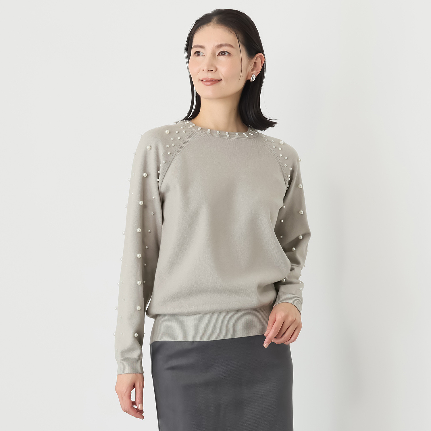 マダムヒロコ パールビジュウ付 ニットプルオーバー