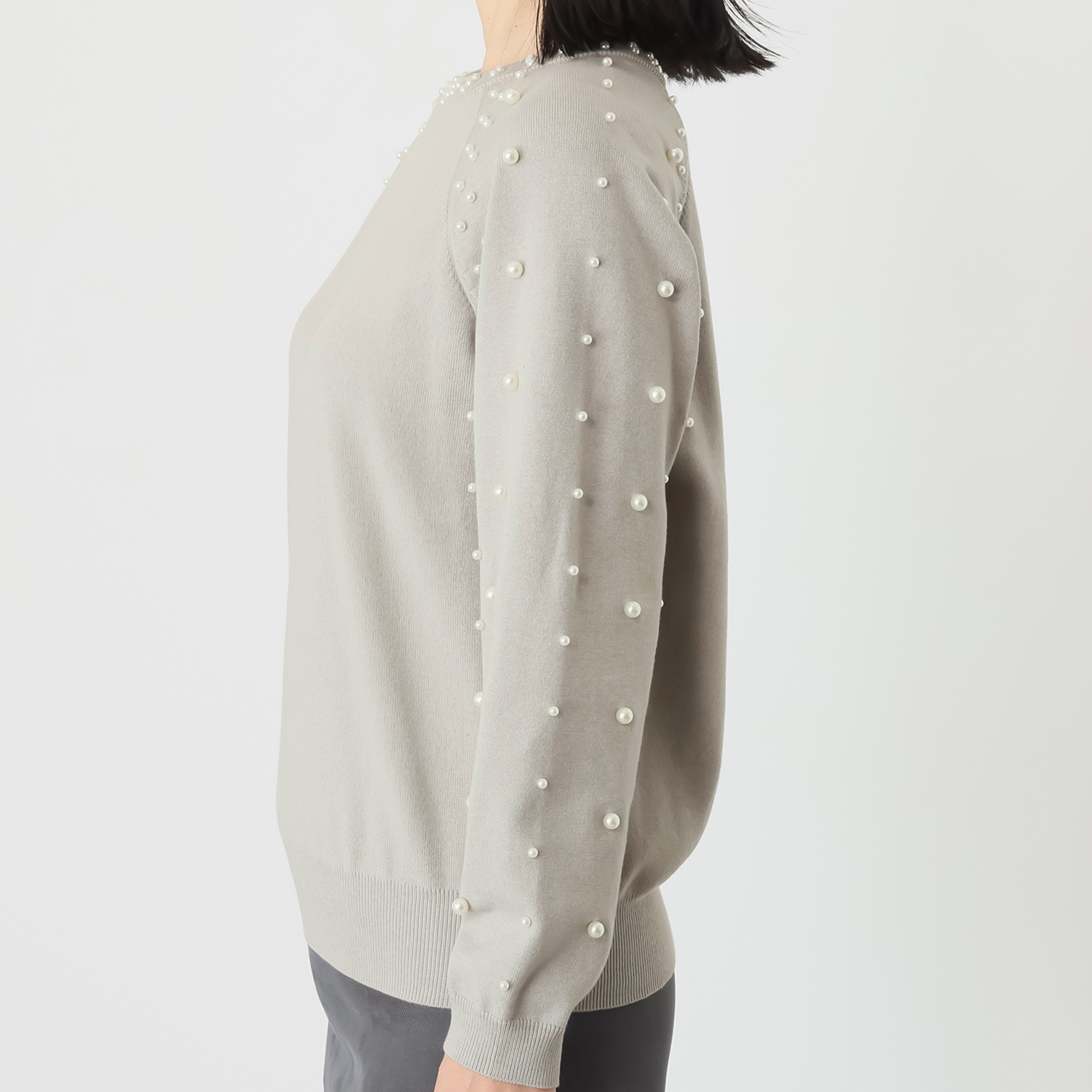 マダムヒロコ パールビジュウ付 ニットプルオーバー