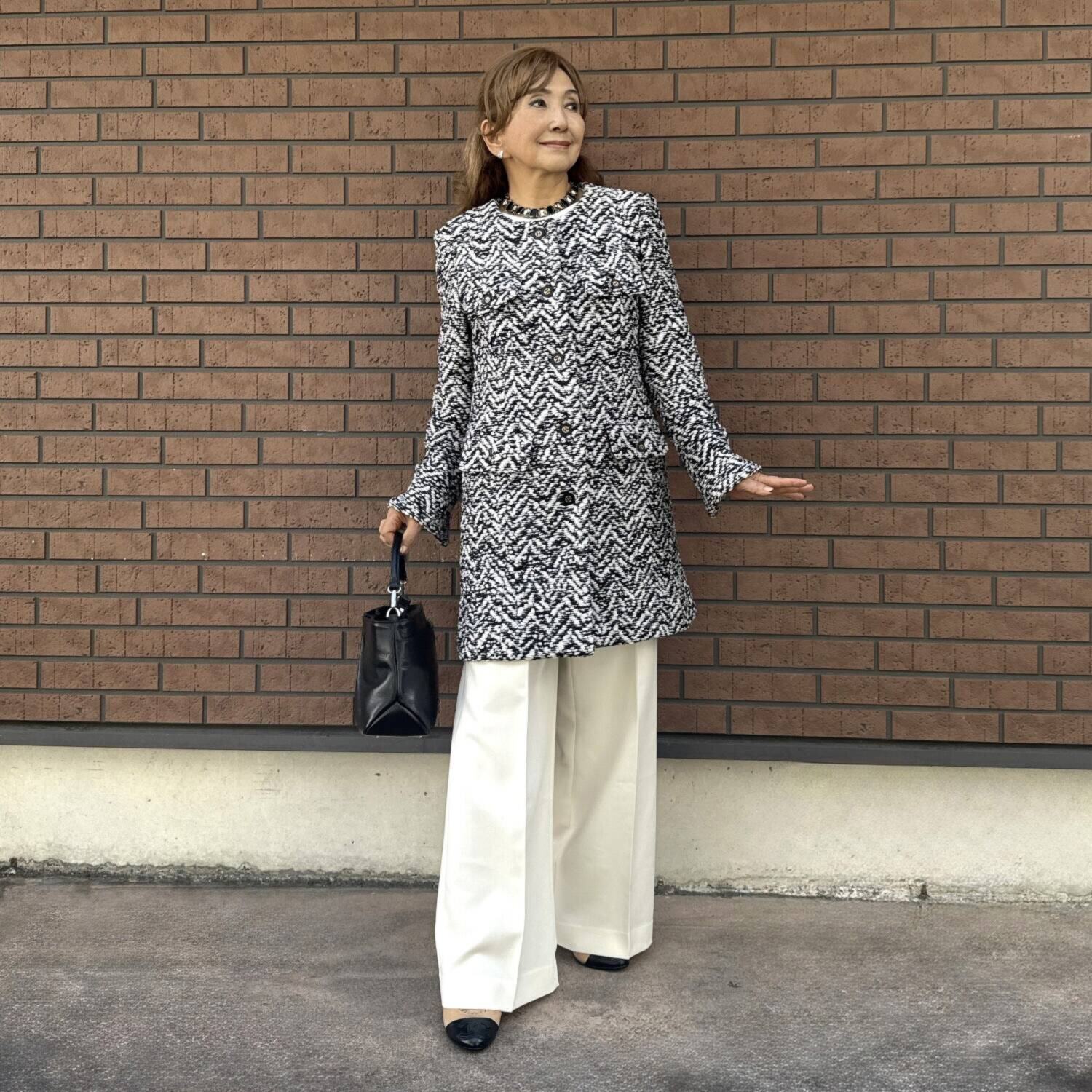 マダムヒロコ ダブルジョーゼット ワイドフレアーパンツ