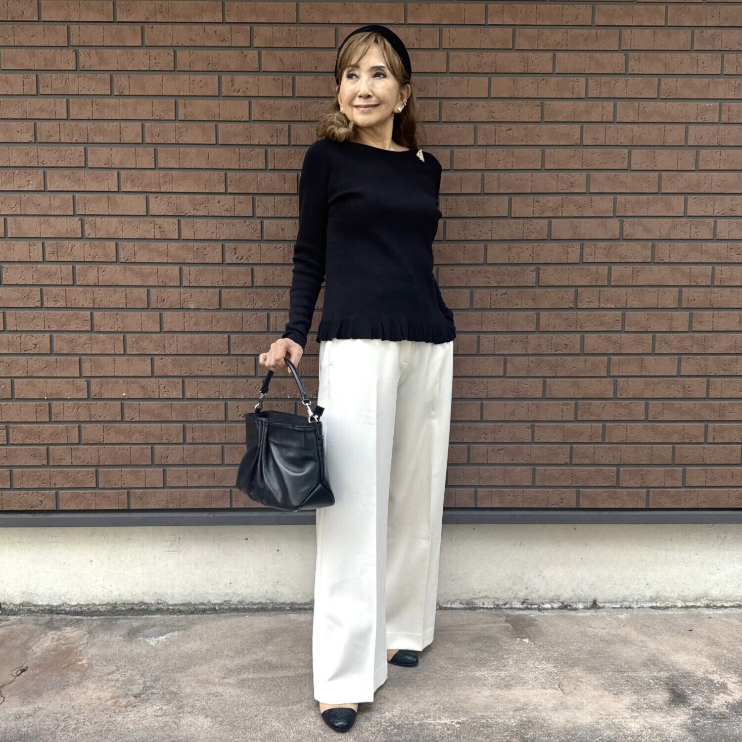 マダムヒロコ フリルアクセント ニットプルオーバー