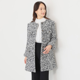 マダムヒロコ イタリア製ツイード ノーカラー コートジャケット