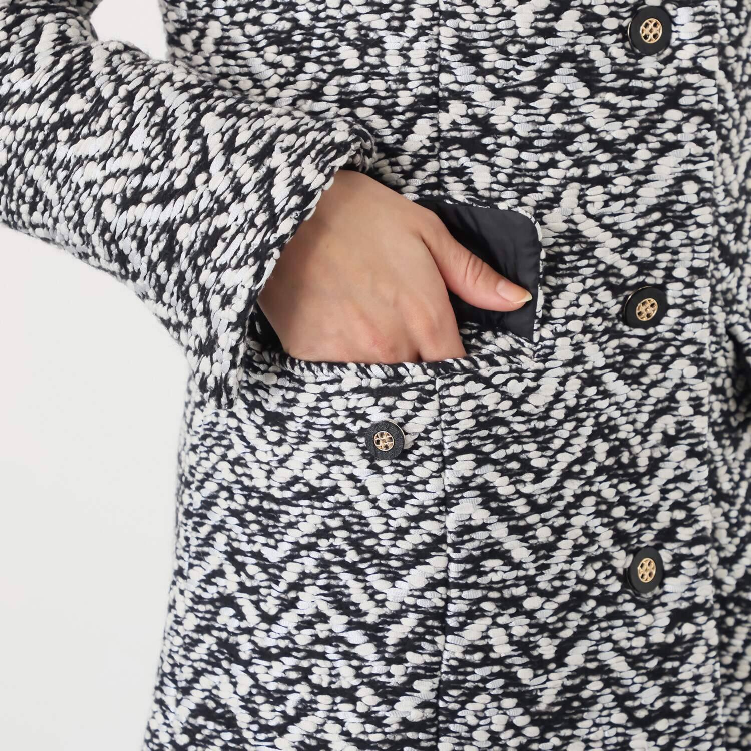 マダムヒロコ イタリア製ツイード ノーカラー コートジャケット