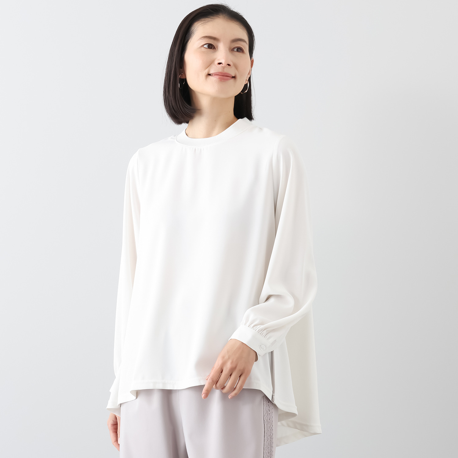 ラヴィーコンフォート ナチュラルストレッチ ウェーブシルエット チュニックブラウス