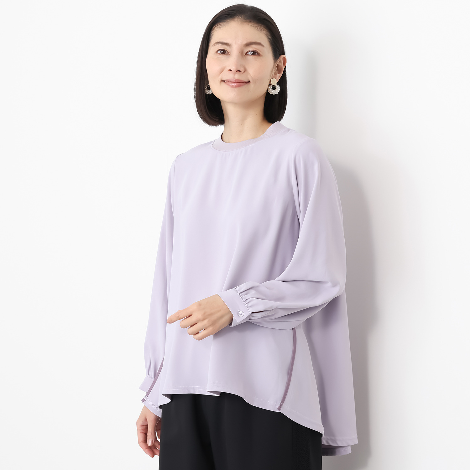 ラヴィーコンフォート ナチュラルストレッチ ウェーブシルエット チュニックブラウス