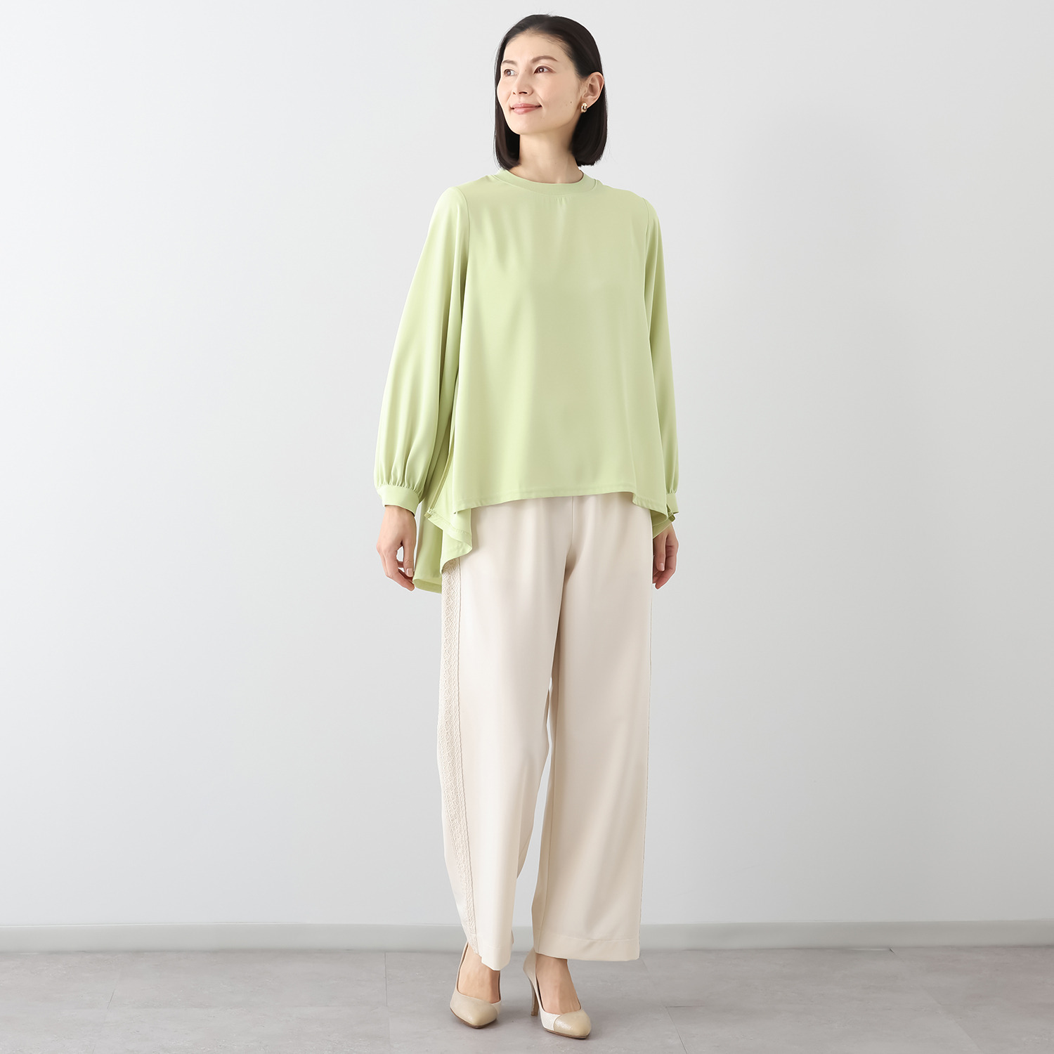 ラヴィーコンフォート ナチュラルストレッチ ウェーブシルエット チュニックブラウス