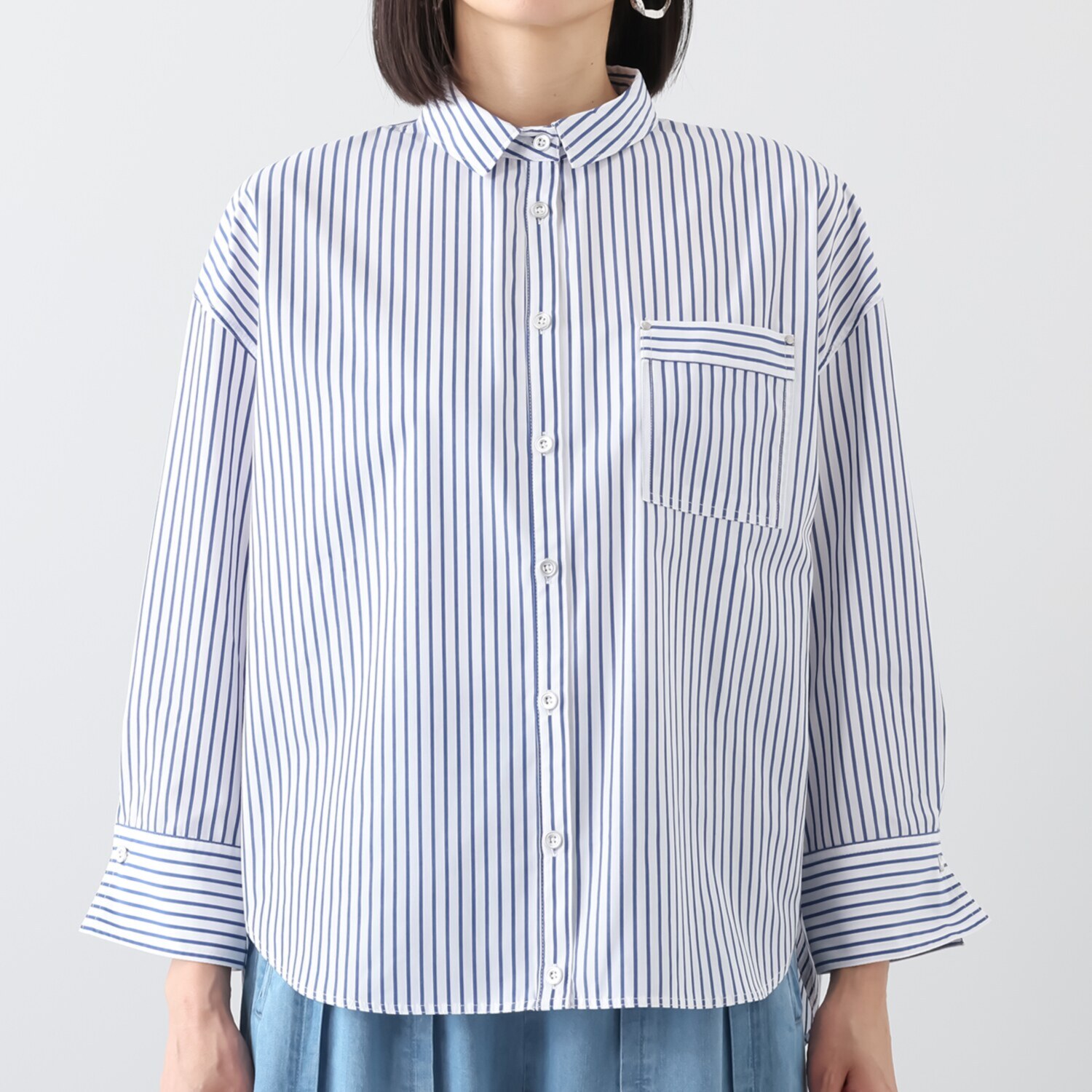 ラヴィーコンフォート バックアクセント ワンタッチブラウジング チュニックシャツ