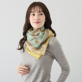 ノットヨット 両面プリント ウールシルクスカーフ