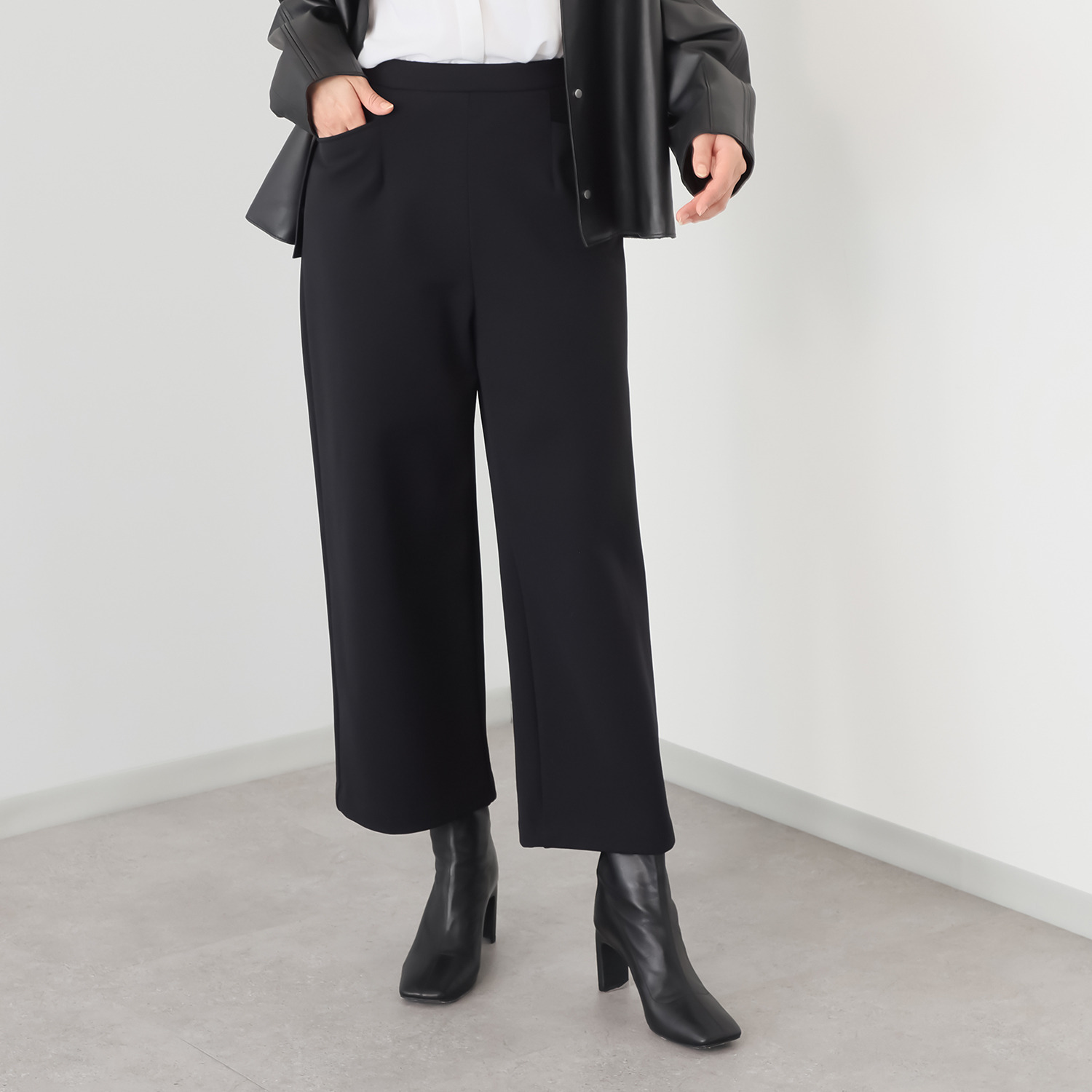 ピーツー とにかく気持ち良い 極上キュプラ裏起毛 ワイドストレートパンツ ＜股下６０ｃｍ＞