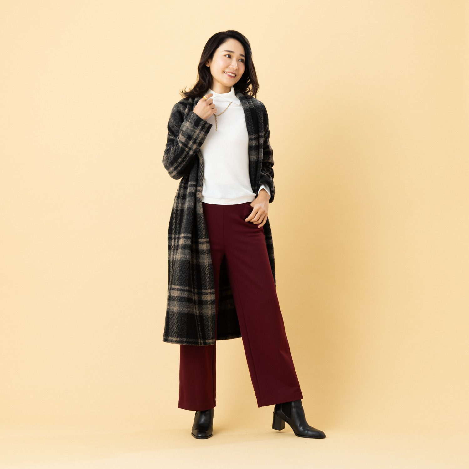 ピーツー とにかく気持ち良い 極上キュプラ裏起毛 ワイドストレートパンツ ＜股下６０ｃｍ＞