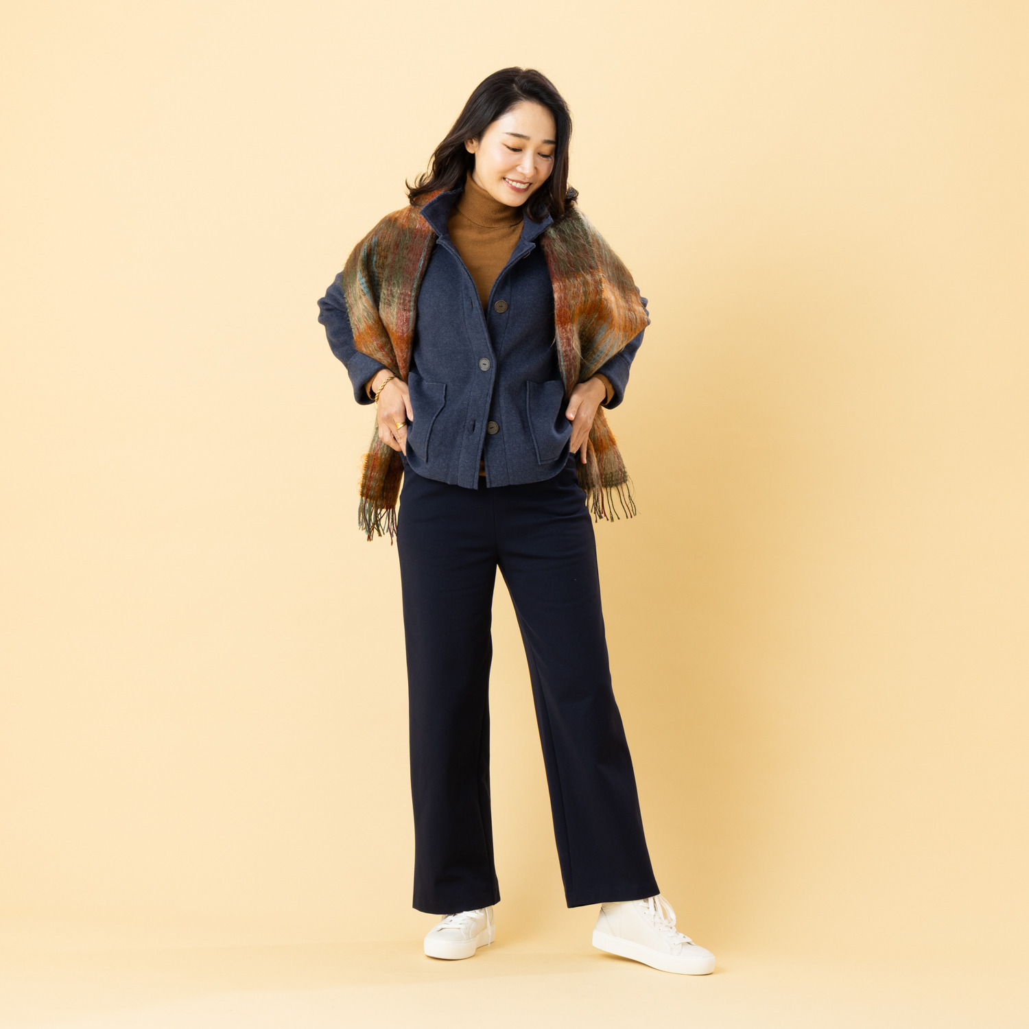 ピーツー とにかく気持ち良い 極上キュプラ裏起毛 ワイドストレートパンツ ＜股下６０ｃｍ＞