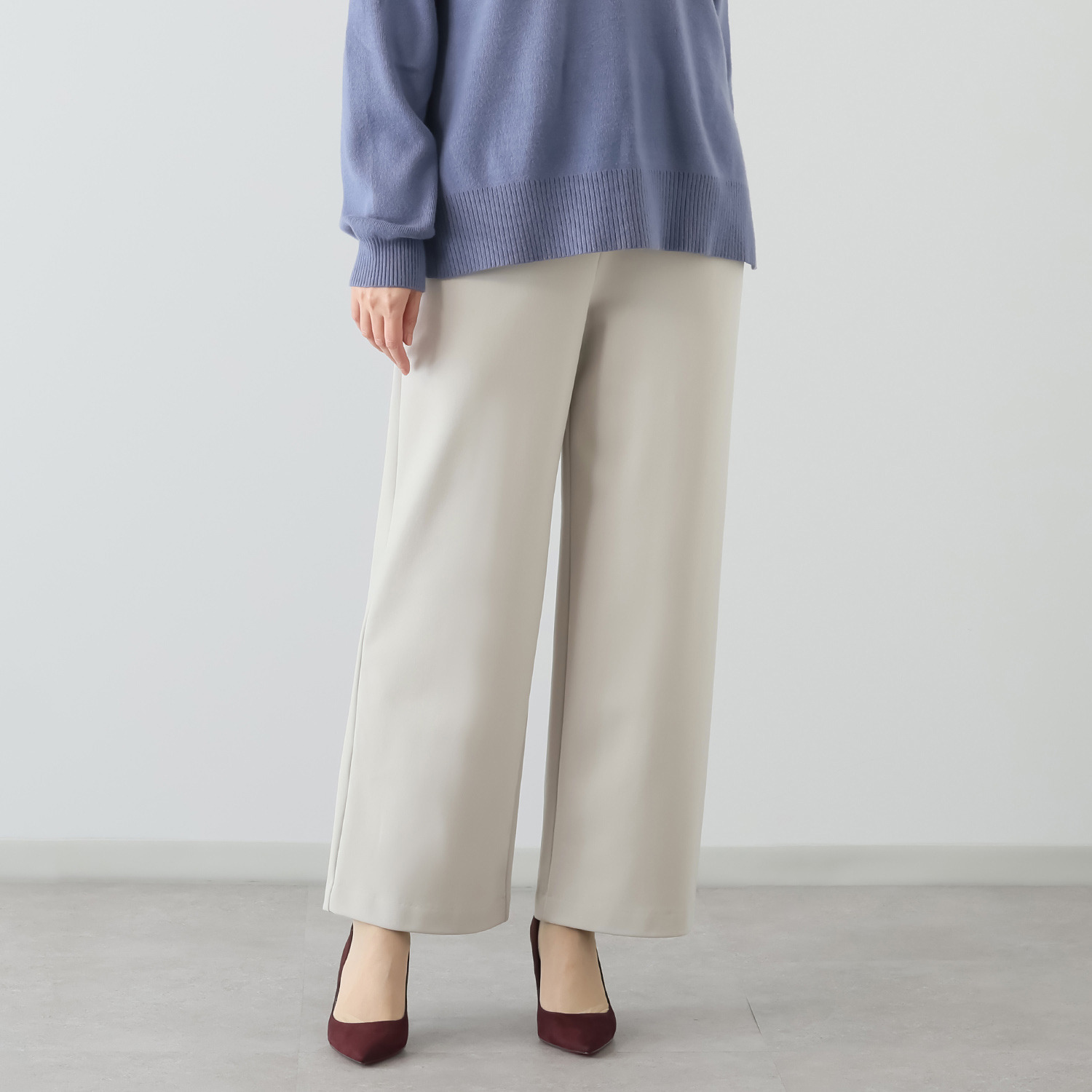 ピーツー とにかく気持ち良い 極上キュプラ裏起毛 ワイドストレートパンツ ＜股下６８ｃｍ＞