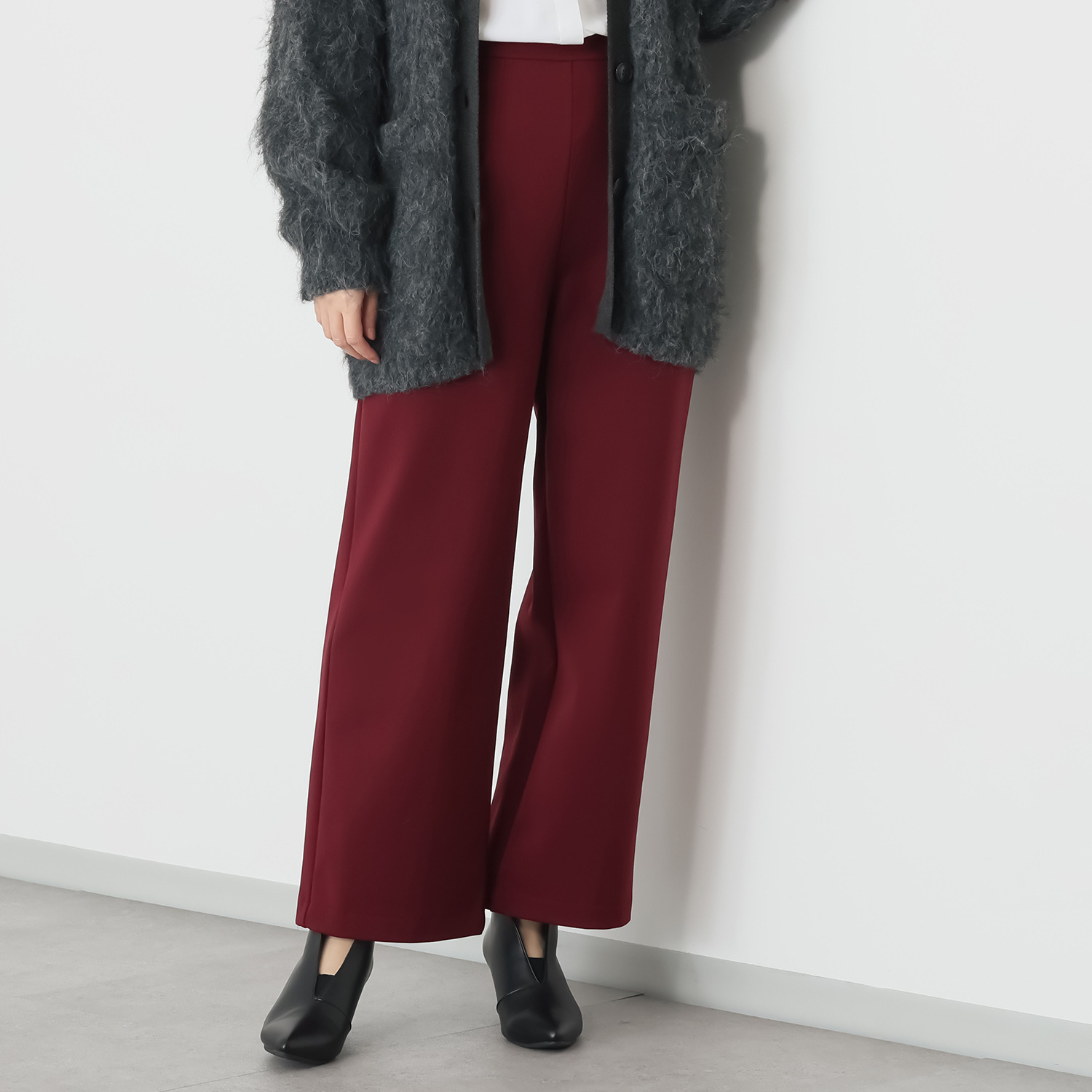 ピーツー とにかく気持ち良い 極上キュプラ裏起毛 ワイドストレートパンツ ＜股下６８ｃｍ＞