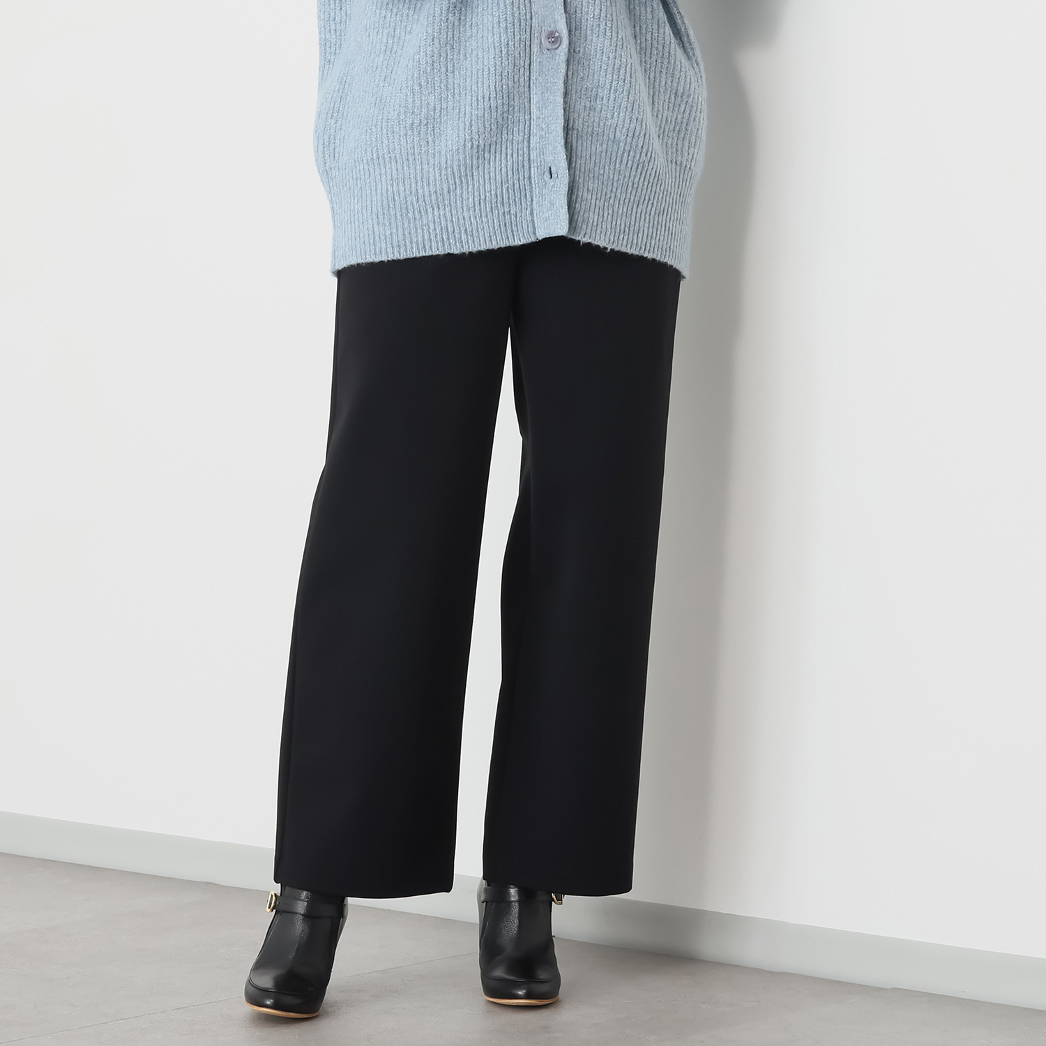 ピーツー とにかく気持ち良い 極上キュプラ裏起毛 ワイドストレートパンツ ＜股下６８ｃｍ＞