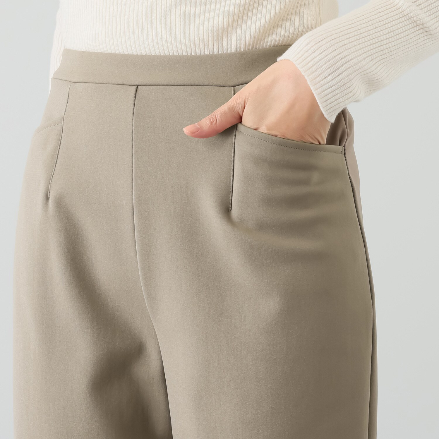 ピーツー とにかく気持ち良い 極上キュプラ裏起毛 ワイドストレートパンツ ＜股下６８ｃｍ＞