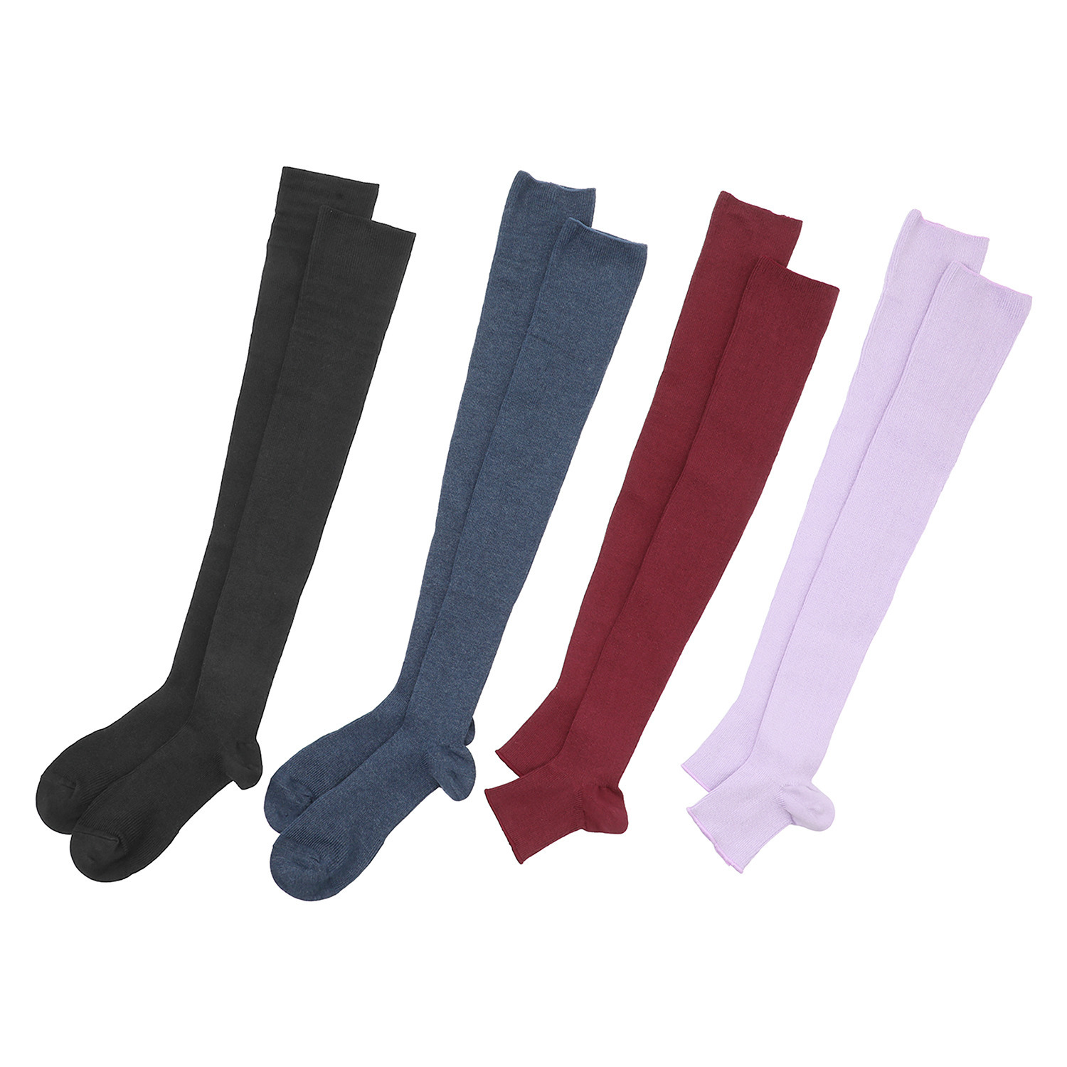 リオッサ 足首キュッ！ ひざ裏ゆったりの快適着圧 寝るときソックスＶ ４足セット ＜４色入り＞ 
