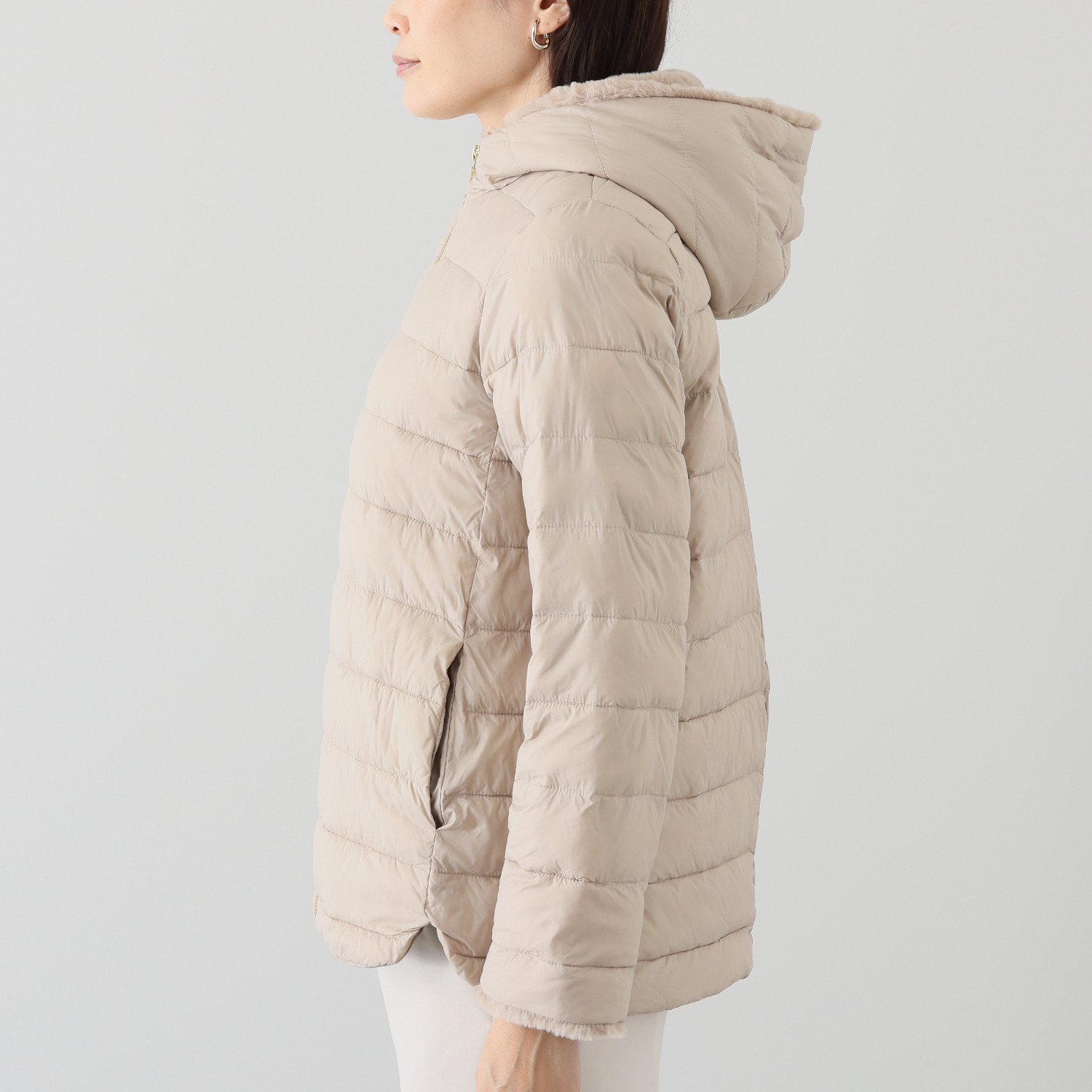 アンリック　オー　ブルー フェイクファーアクセント ファイバーダウン 大人な上品コート