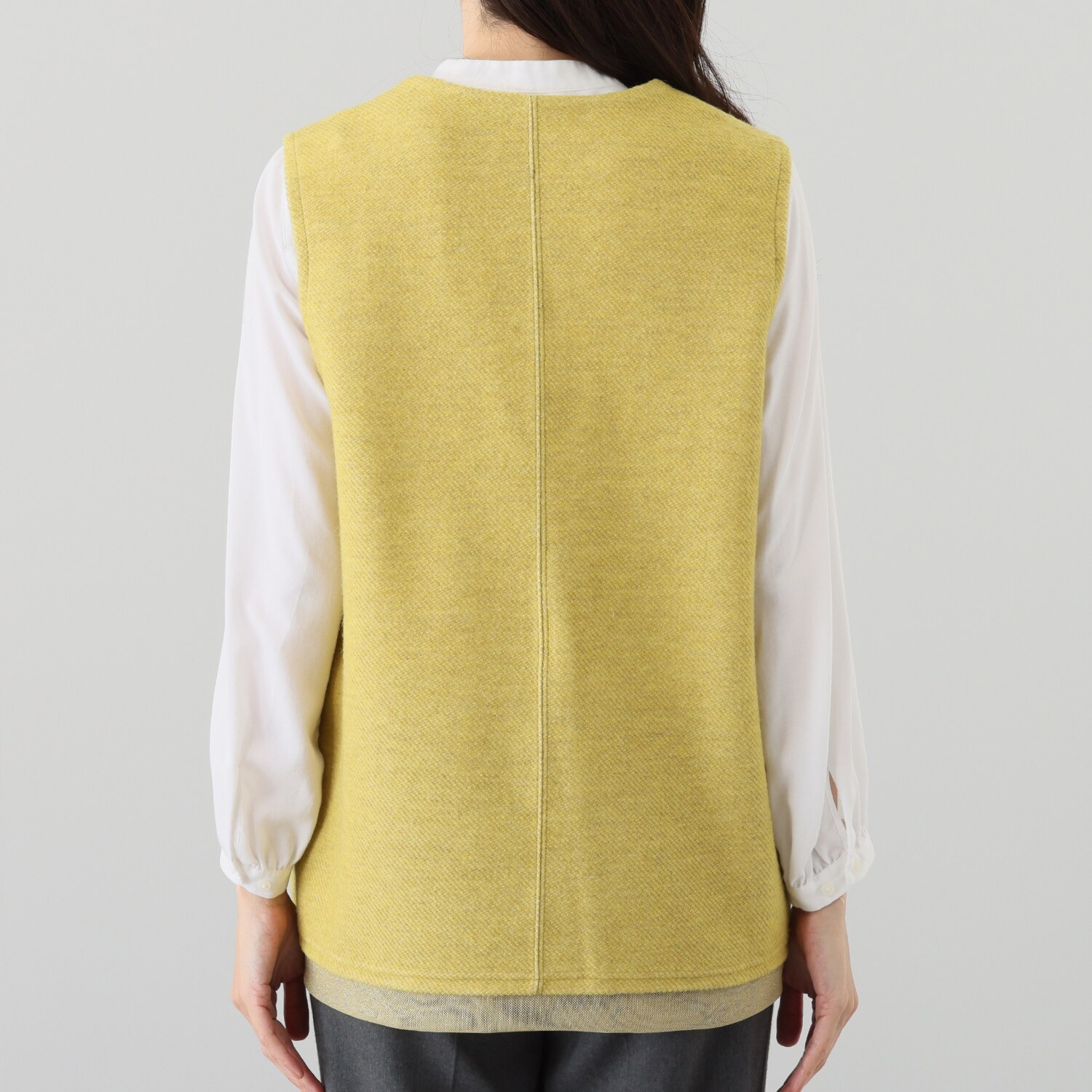 アンリック　オー　ブルー ウール混インレー ラメチュールアクセント チュニックジレ