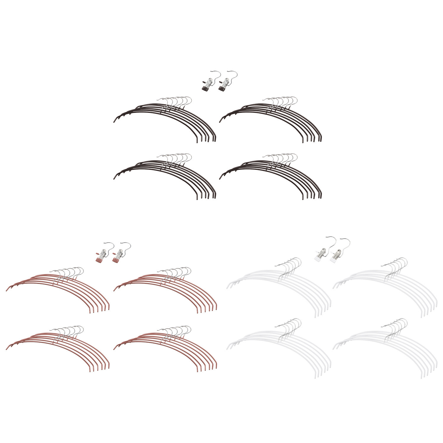 ミナリノ ずれ落ちにくく すっきり収納！ スタイルハンガー カラーが選べる ４８本セット